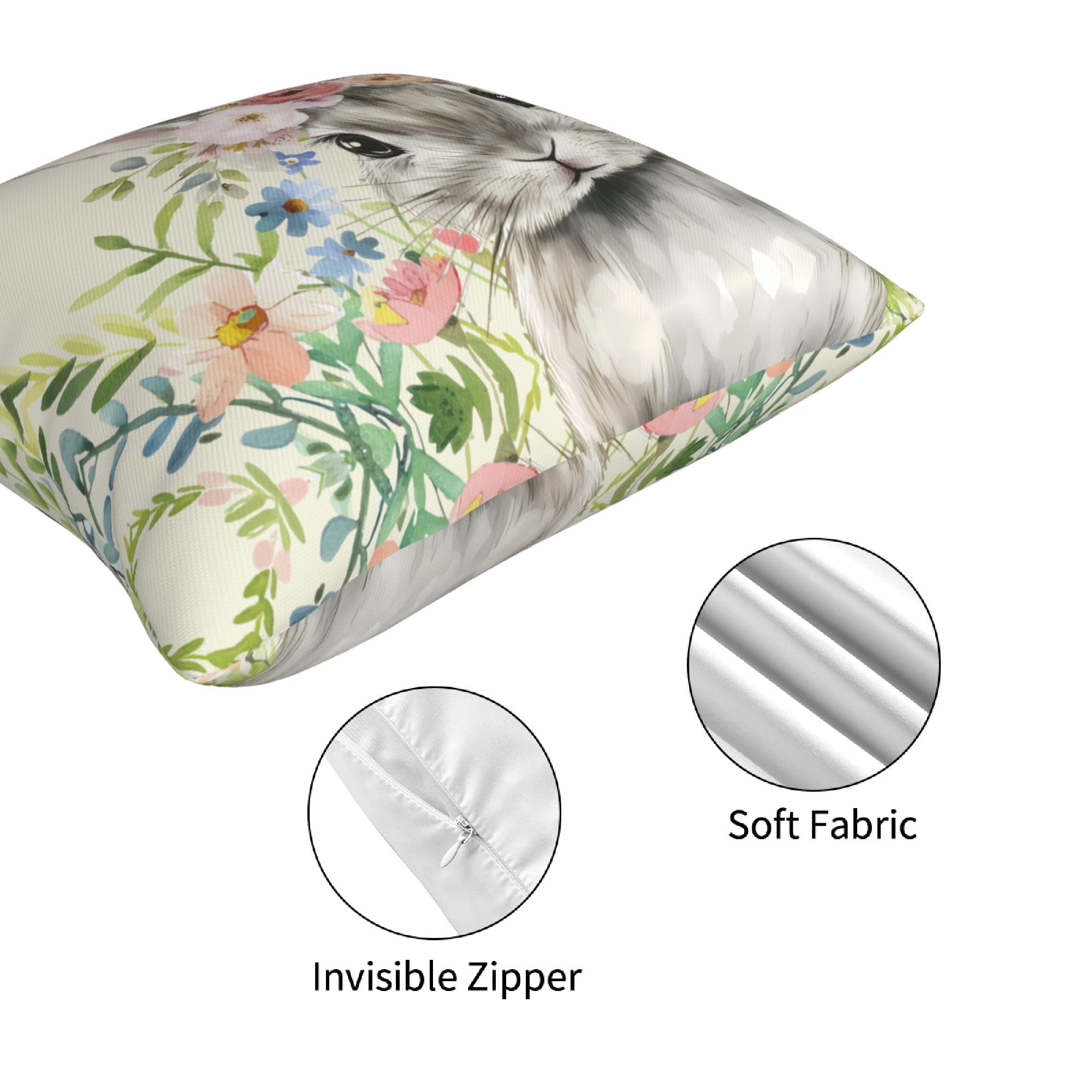 Easter Throw Pillow Covers Set of 4 - 18x18 Inch Decorative Cushion Covers for Sofa, Couch, Bedroom - Spring Home Decor & Holiday Living Room Accents - Perfect for Easter Celebrations and Seasonal Home Styling