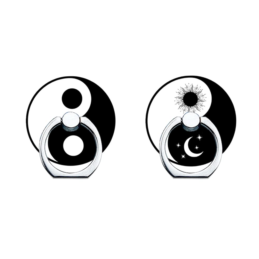 360° Rotating Phone Ring Holder Stand - Yinyang Kickstand Grip for iPhone, Samsung, LG, Sony & More | Perfect for Selfies, Watching Videos & Secure Phone Grip (Black/White)
