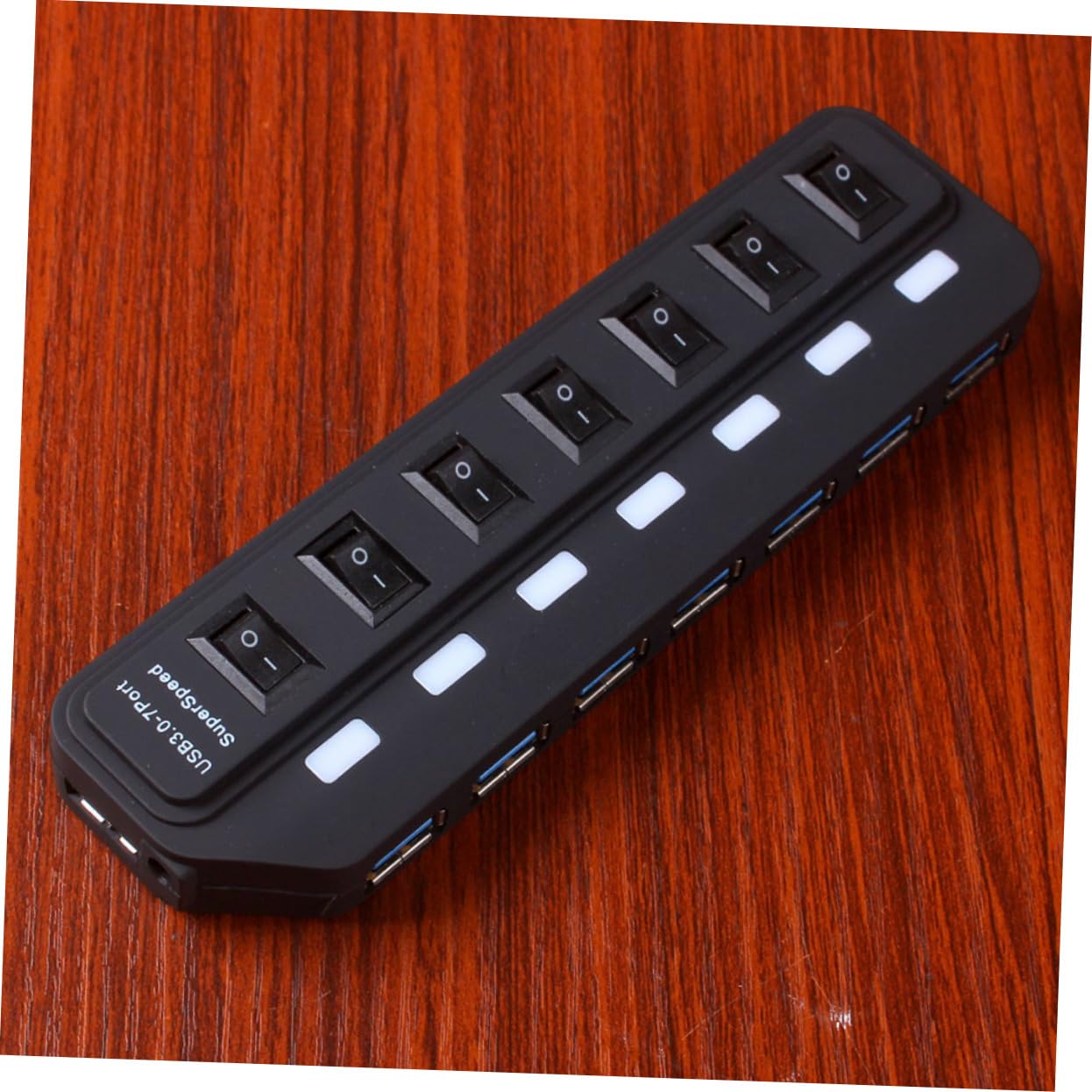 HOMSFOU USB 3.0 Hub 7-Port Docking Station - High-Speed Data Hub for Laptop, Computer, and Tablets - Ideal for Home Office and Multi-Device Setup
