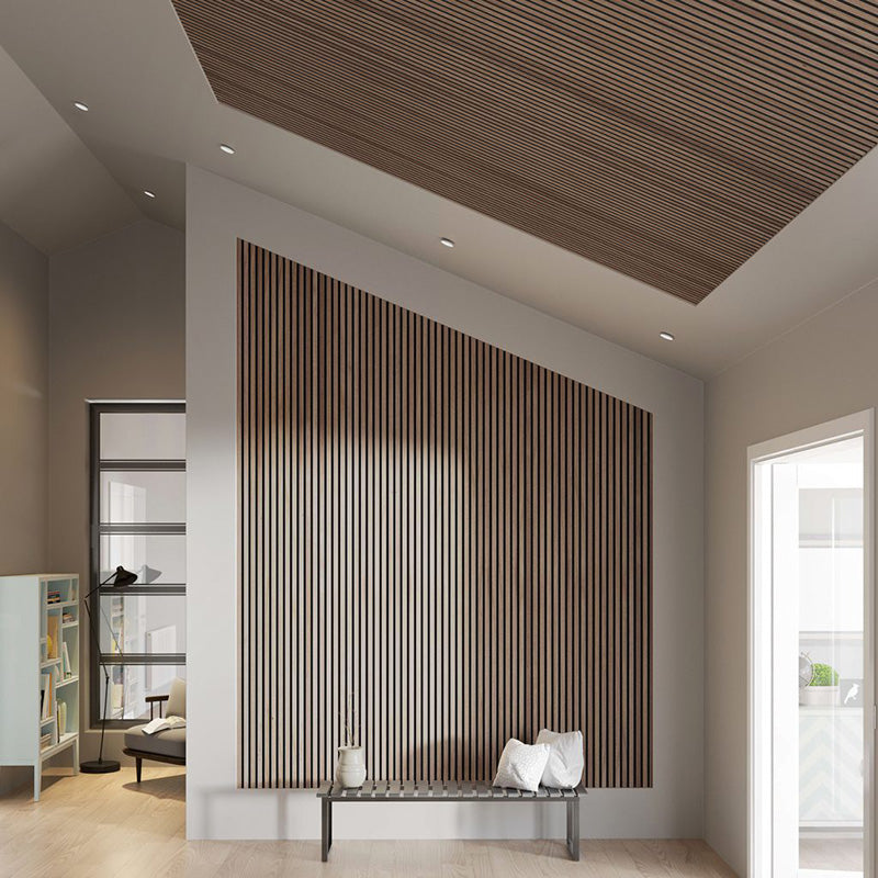 Flexible Acoustic Wood Slat Wall Panel - Walnut Veneer 2700mm x 600mm | Soundproofing & Decorative Wall Treatment for Home Theater, Office, and Studio