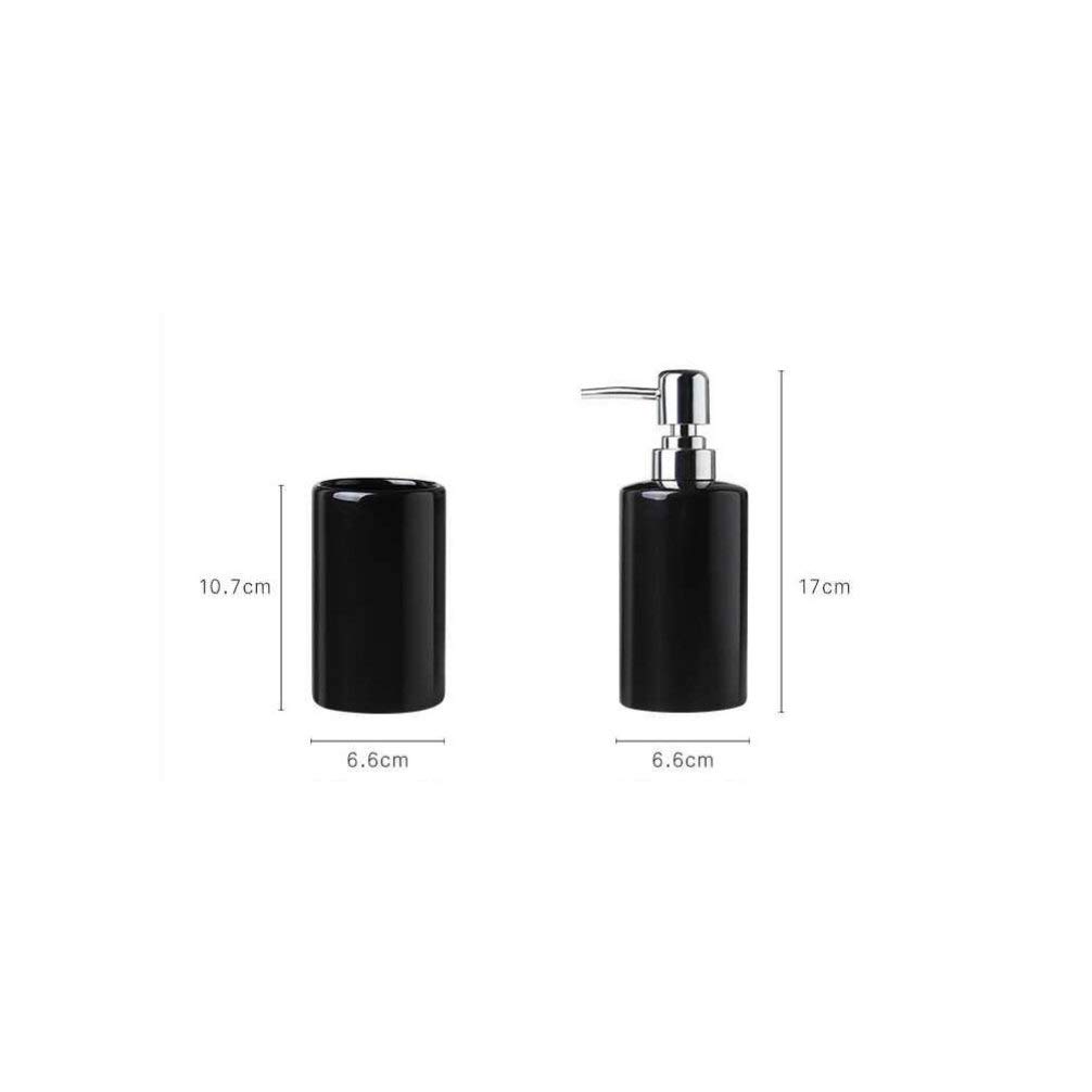 DOITOOL 1PCS Black Ceramic Soap Dispenser - Refillable Hand Soap Dispenser for Bathroom & Kitchen - Elegant Liquid Soap, Shampoo & Lotion Dispenser - Perfect for Home, Office & Hotel Use