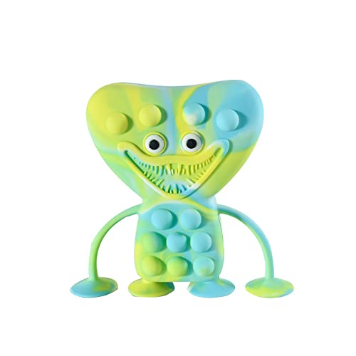3D Silicone Pop It Fidget Toy - Magic Suction Cup Stress Relief Sensory Bubble Popper for Kids & Adults | Anxiety Relief, ADHD Focus, Classroom & Office Use (Yellow-Teal)