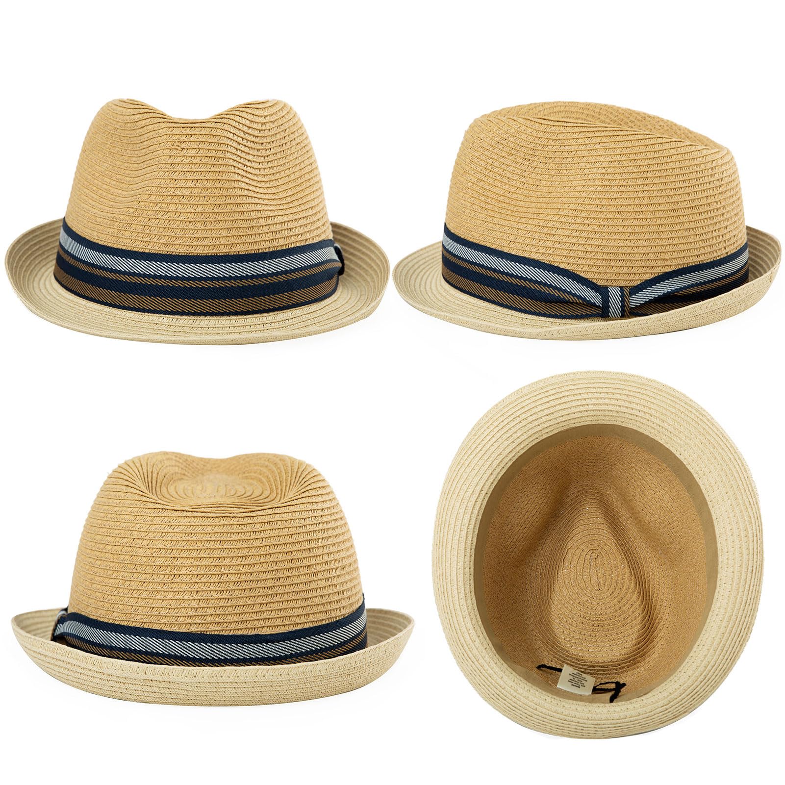Stylish Oversized Straw Fedora Hat for Men - L/XL Size, UPF 50 Sun Protection, Summer Beach Panama Trilby Gatsby Derby Hat | Perfect for Outdoor Activities, Vacations, and Fashion Statements