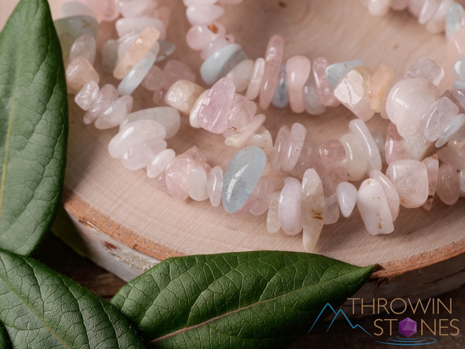 AQUAMARINE & MORGANITE Crystal Beaded Bracelet - Handmade Healing Gemstone Chip Bracelet for Women - Perfect for Meditation, Yoga & Spiritual Healing (E0630)