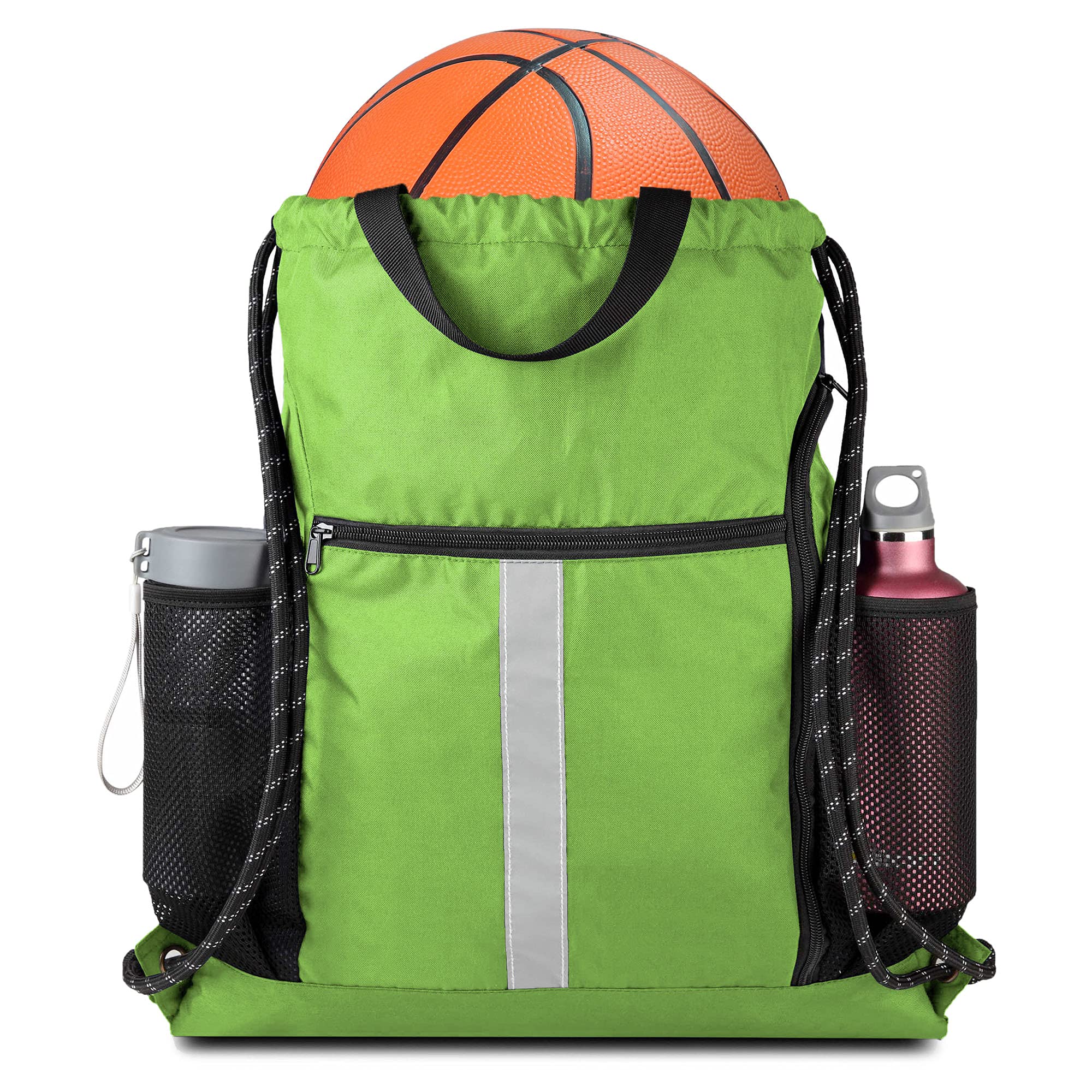 BeeGreen Drawstring Backpack - Lightweight Sports Gym Bag with Shoe Compartment & Dual Water Bottle Pockets | Perfect for Workout, Travel, School & Outdoor Activities