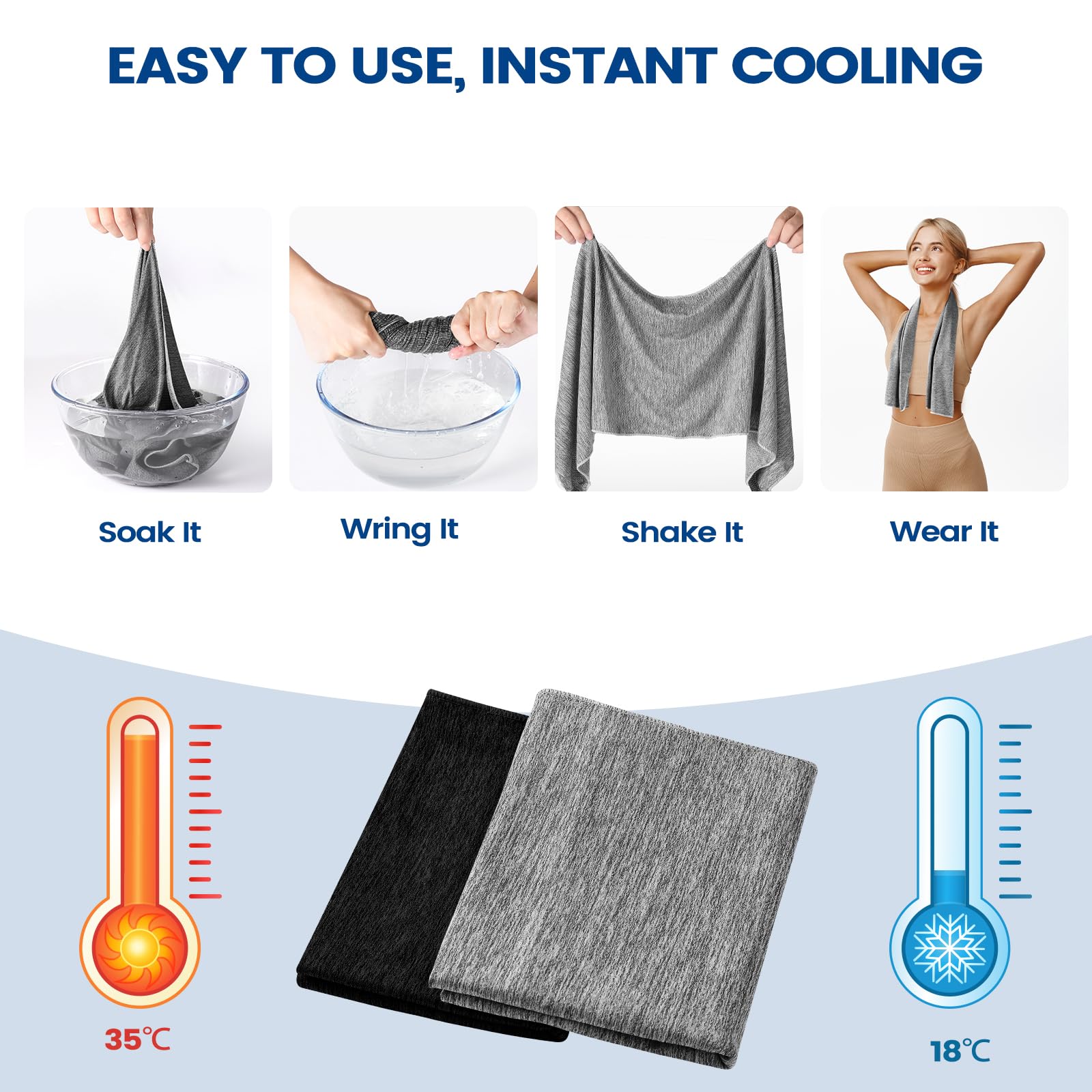 **6 Pack Cooling Towels for Neck & Face (40