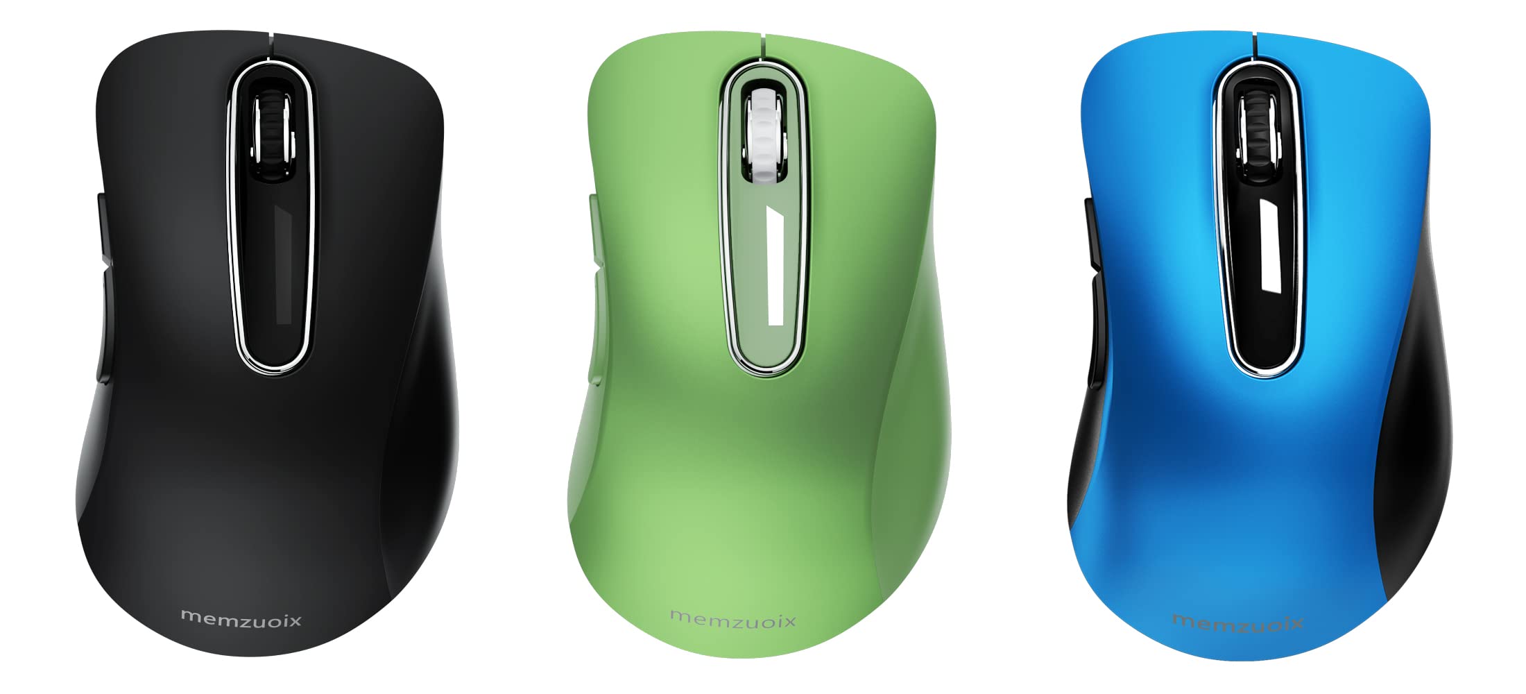 2.4G Wireless Mouse 3-Pack - Ergonomic Cordless Computer Mouse for Laptop, Desktop, PC & MacBook (Black, Green, Blue) - Perfect for Office, Gaming & Travel Use