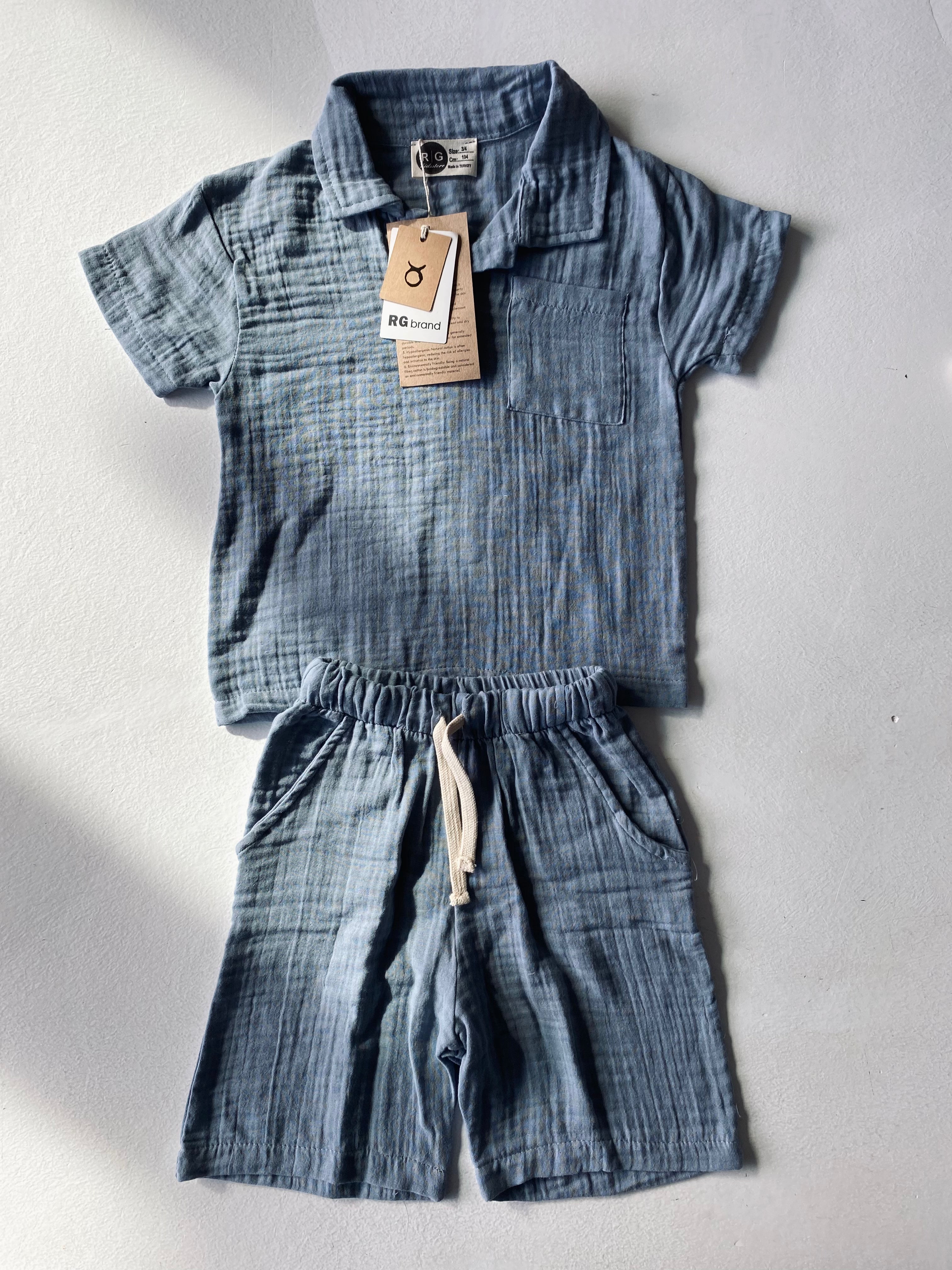 Baby Muslin T-Shirt and Shorts Set - Soft & Breathable Cotton Outfit for Newborns & Toddlers - Perfect for Playtime, Daycare & Summer Adventures