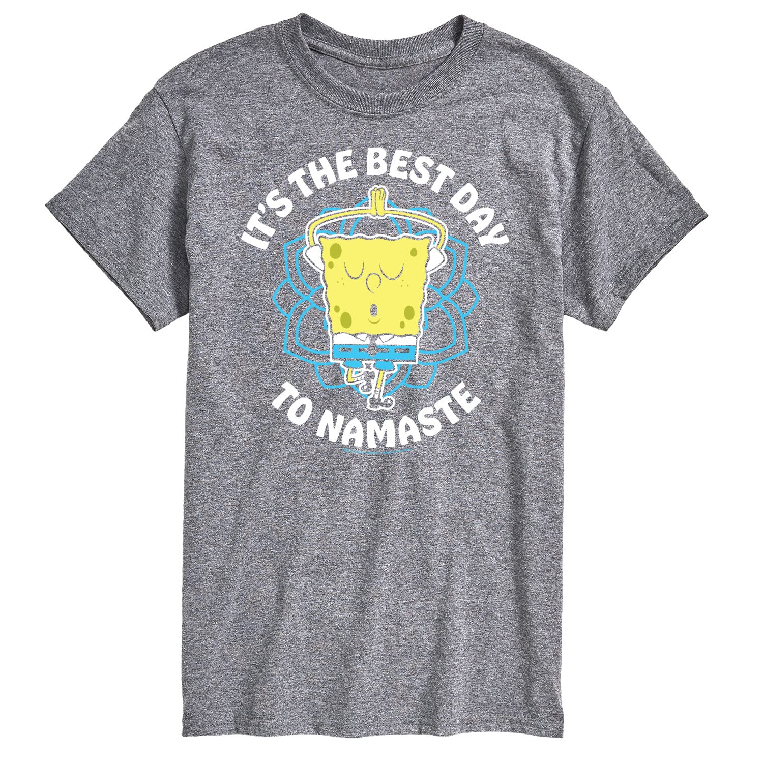 HYBRID APPAREL Spongebob Squarepants The Best Day to Namaste Men's Graphic T-Shirt - Funny Yoga Inspired Short Sleeve Tee for Casual Wear, Gifts & Pop Culture Fans