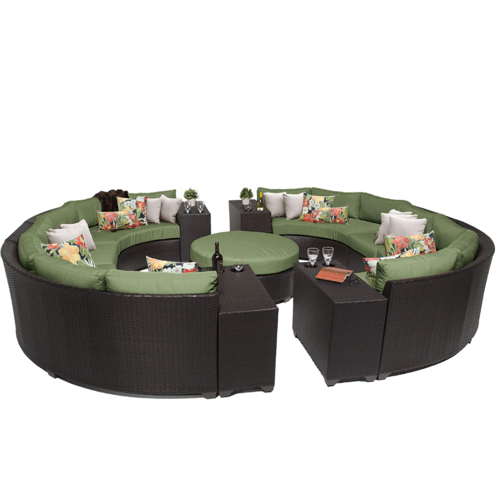 TK Classics BARBADOS 8-Piece Outdoor Wicker Patio Furniture Set in Tangerine - Durable Rattan Sofa Set with Coffee Table for Backyard, Poolside & Garden Relaxation