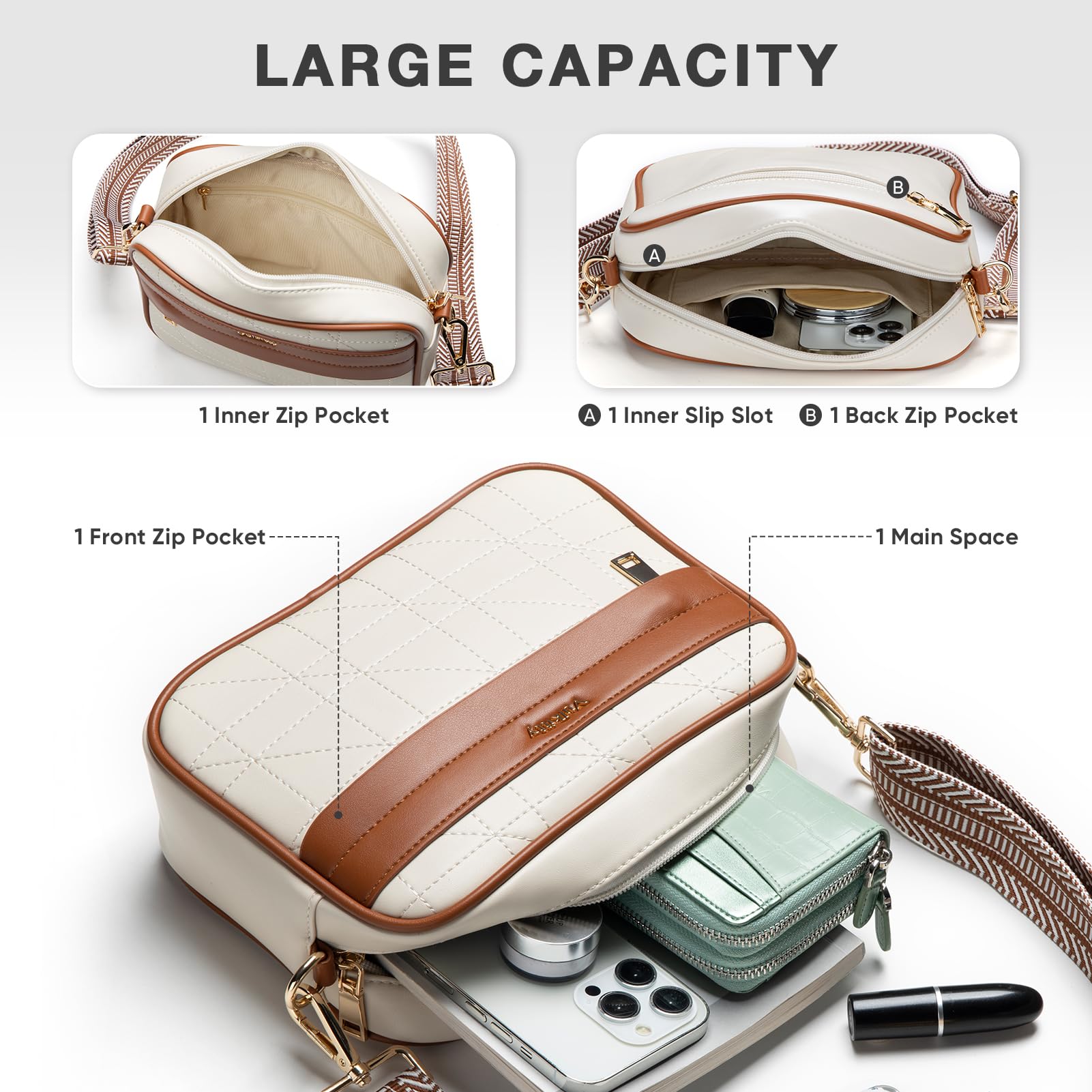 Trendy Women's Small Quilted Leather Crossbody Bag with Wide Adjustable Strap - Perfect for Everyday Use, Travel & Shopping