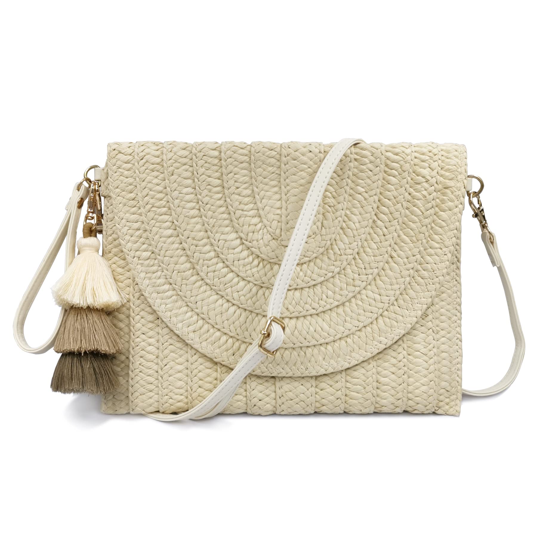 Aovtero Straw Clutch Purse - Women's Crossbody Bag for Summer Beach & Travel