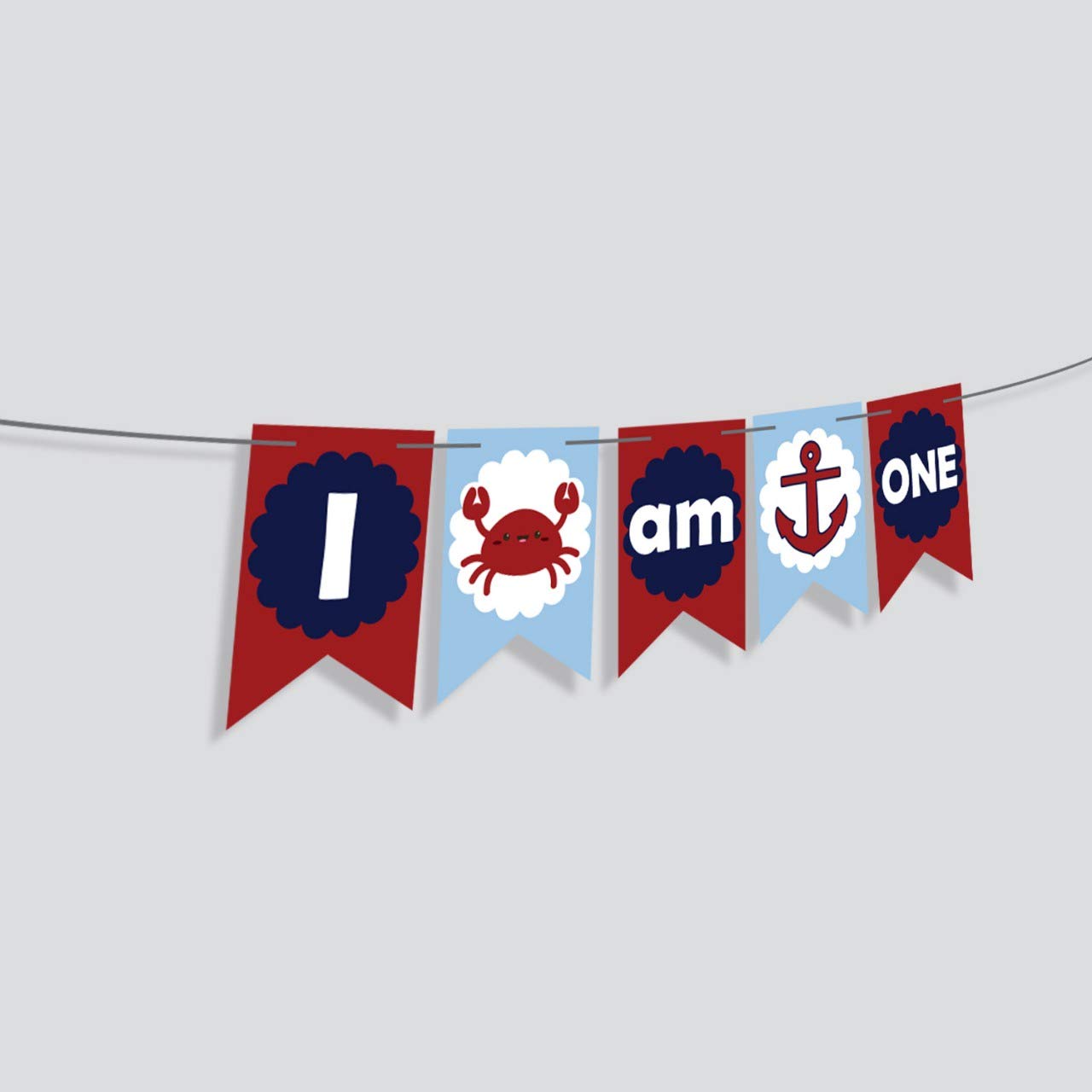 Nautical Anchor & Crab Banner for Baby's 1st Birthday - Ocean Theme High Chair & Cake Smash Decor - Pirate Party Supplies | Perfect for Beach Themed Parties, Nautical Baby Showers & First Birthday Celebrations