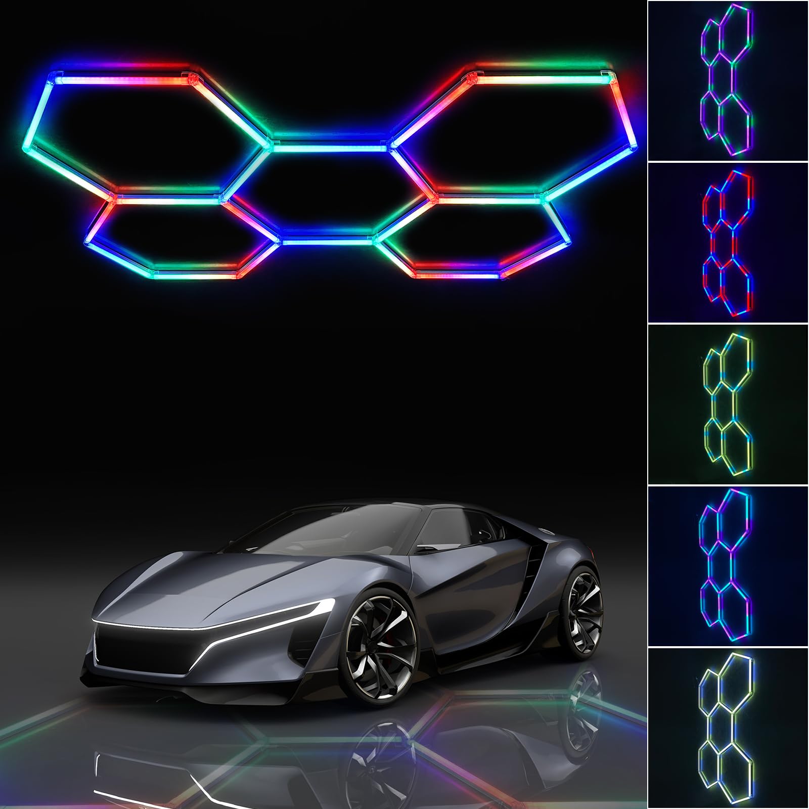 ALLYES Hexagon LED Lights - RGB Wall Panel Lights with 358 Color Modes, Dimmable & Speed Adjustable, DIY Hexagon Light Panels for Gaming Room, Bar, Club, Party, Music Studio, Gym, Bedroom & Home Decor