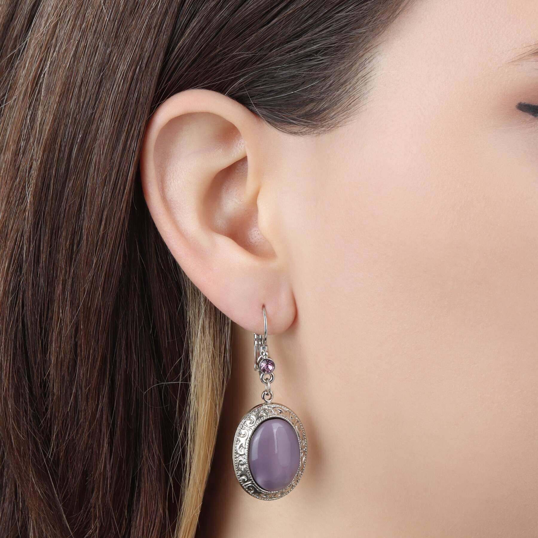 1928 Jewelry Celestial Vine Oval Moonstone & Crystal Drop Earrings for Women - Vintage Bohemian Dangle Earrings for Party, Wedding & Evening Wear