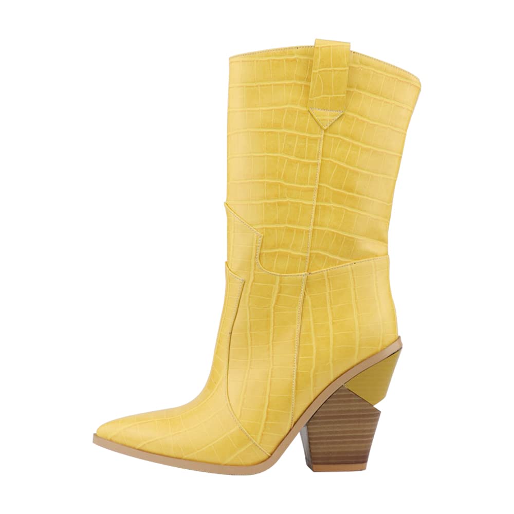 LISHAN Women's Western Cowboy Boots - Chunky Heel Ankle Booties for Cowgirl Style | Perfect for Country Dancing, Rodeo Events & Western Fashion Outfits