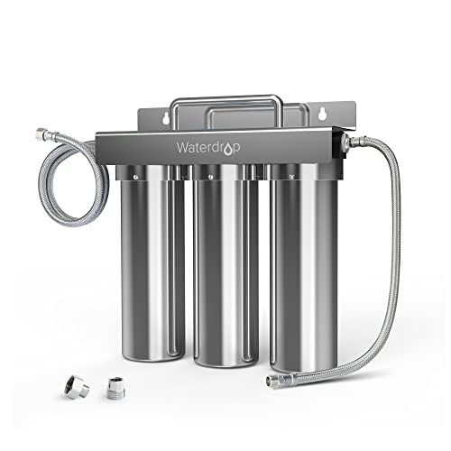 Waterdrop TST-UF 0.01μm Ultra-Filtration Under Sink Water Filter System - Stainless Steel Faucet Water Purifier with 5X Longevity, Removes 99.99% of Contaminants >0.01μm (Includes 3 Filters) - Perfect for Kitchen, RV & Off-Grid Living