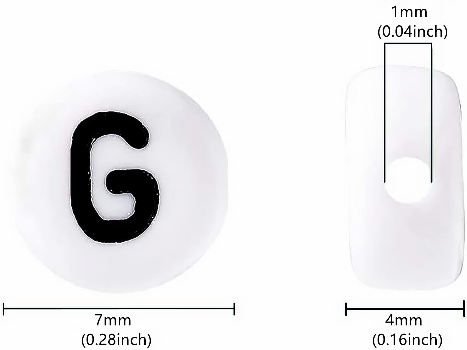 100PCS White Round Acrylic Alphabet Beads - Letter G Beads for DIY Jewelry Making (4x7mm) - Perfect for Bracelets, Necklaces, Keychains & Craft Projects