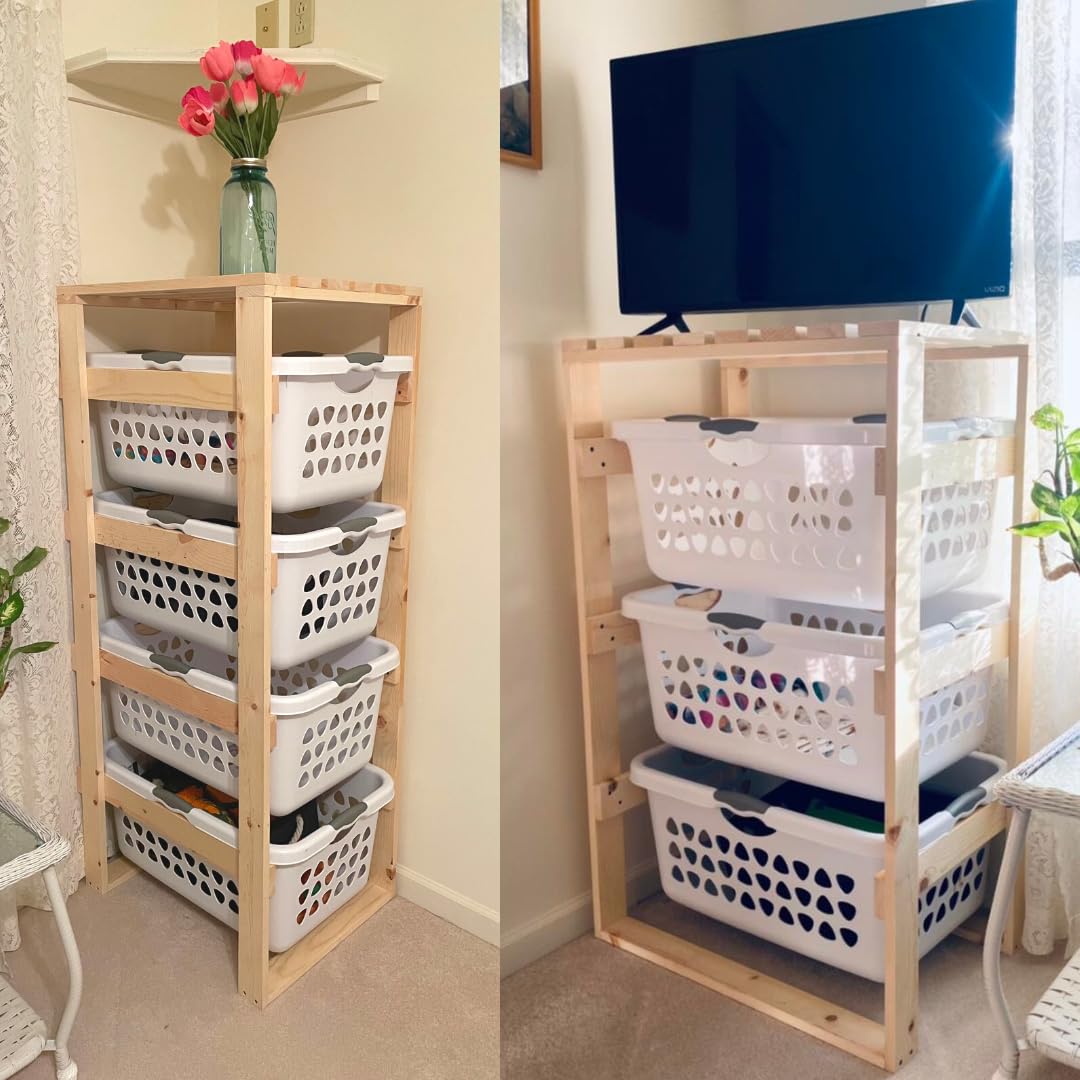 3-Tier Rolling Laundry Basket Holder with Wheels - Space-Saving Narrow Storage Shelf for Clothes, Towels & Toys - Perfect for Small Bathrooms, Laundry Rooms & Closets