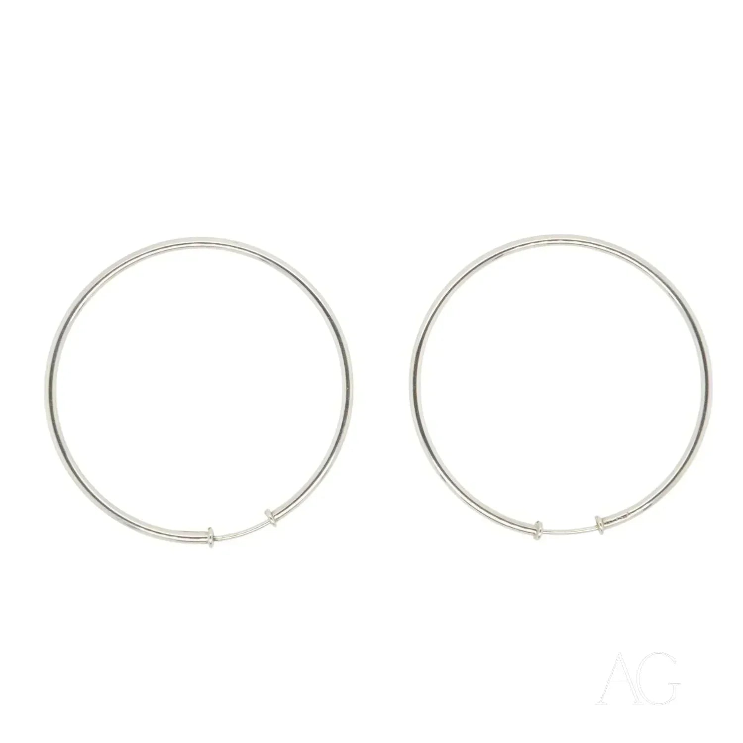 18K White Gold Hoop Earrings for Women - Luxury Diamond-Cut Hoops - Perfect for Weddings, Parties & Everyday Elegance