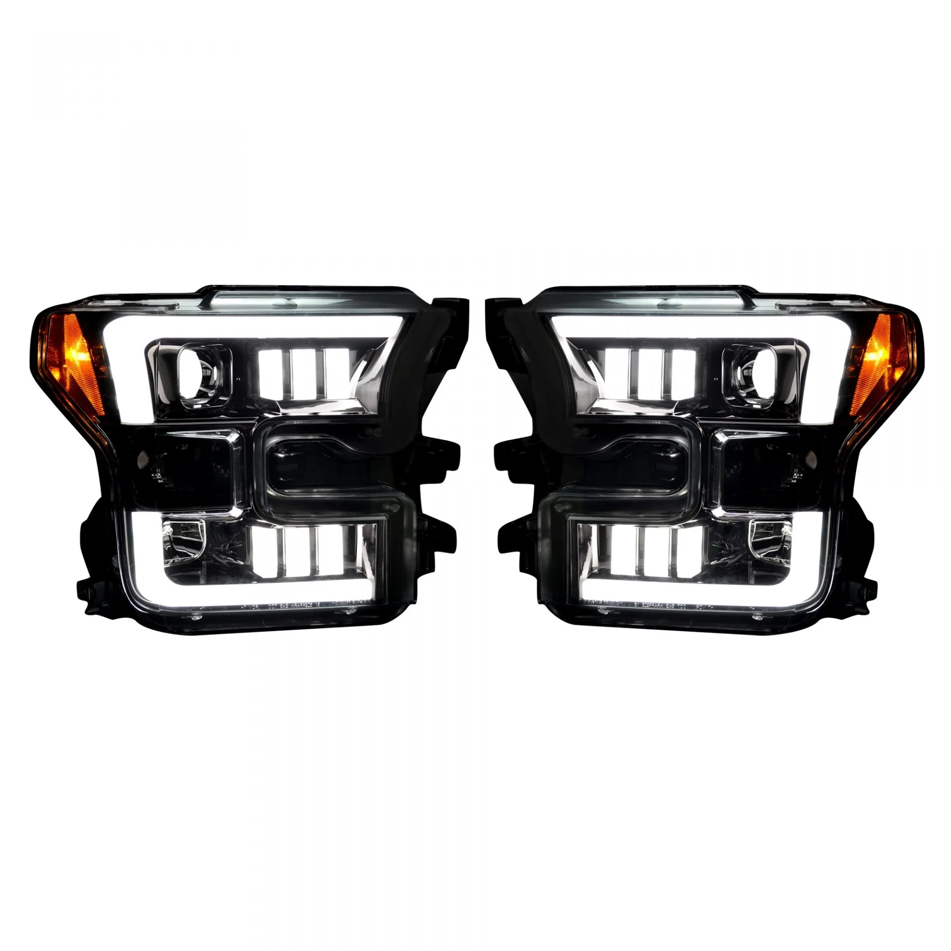 Ford F150 2015-2017 LED Projector Headlights with OLED DRL & Turn Signals - Smoked/Black Lens - Upgrade Your Truck Lighting for Night Driving & Off-Road Adventures