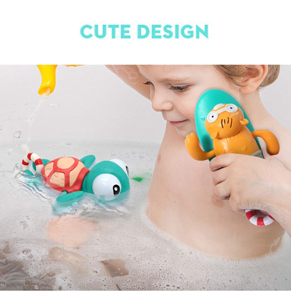 **Wind Up Baby Bath Toys - 3 Pack Floating Turtle Bathtub Toys for Toddlers & Kids | Eco-Friendly, Non-Toxic Material | Fun Bath Time & Pool Play**