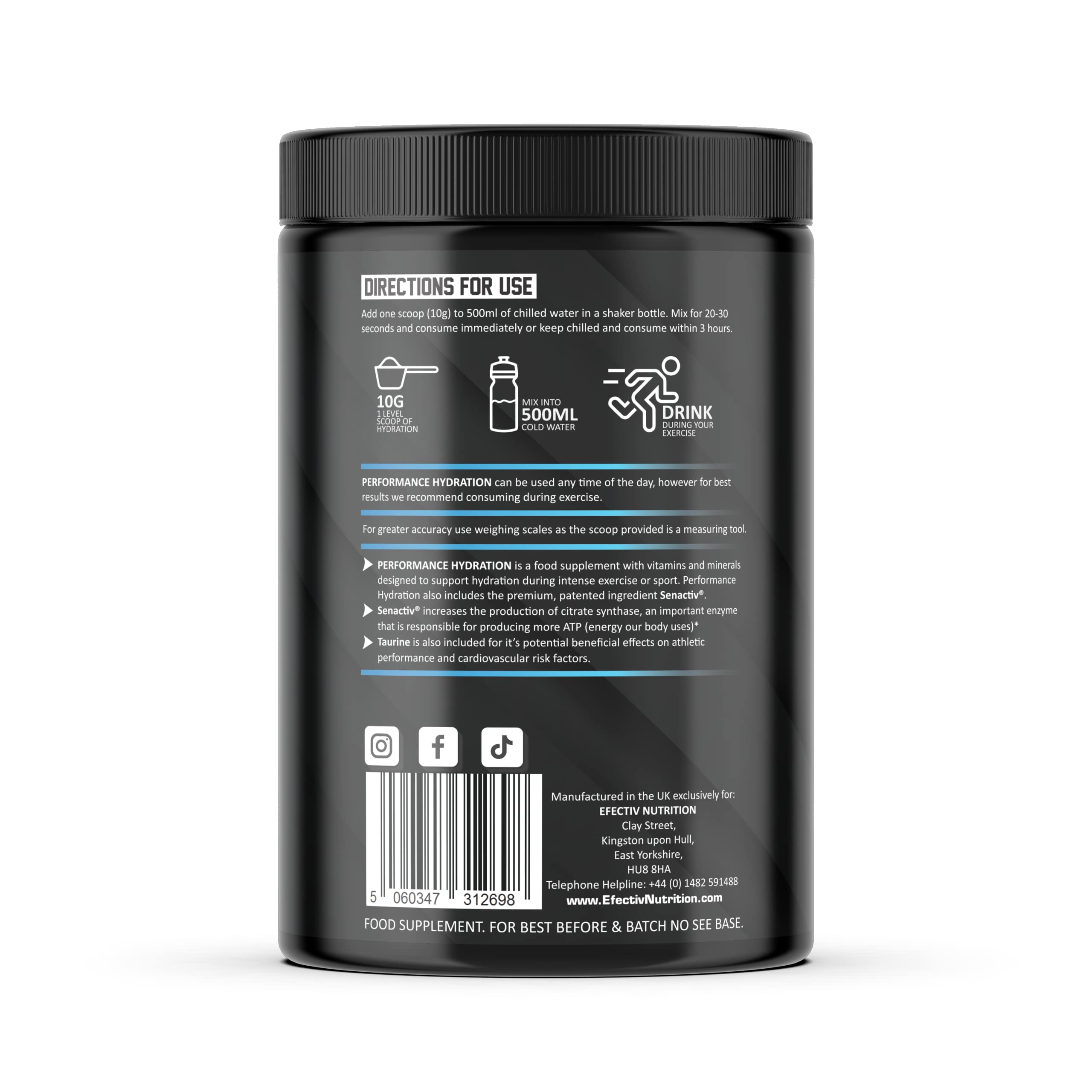 Efectiv Nutrition Performance Hydration Powder 600g - Mango Passionfruit Flavor | Electrolyte Drink Mix for Athletes, Workout Recovery & Outdoor Activities