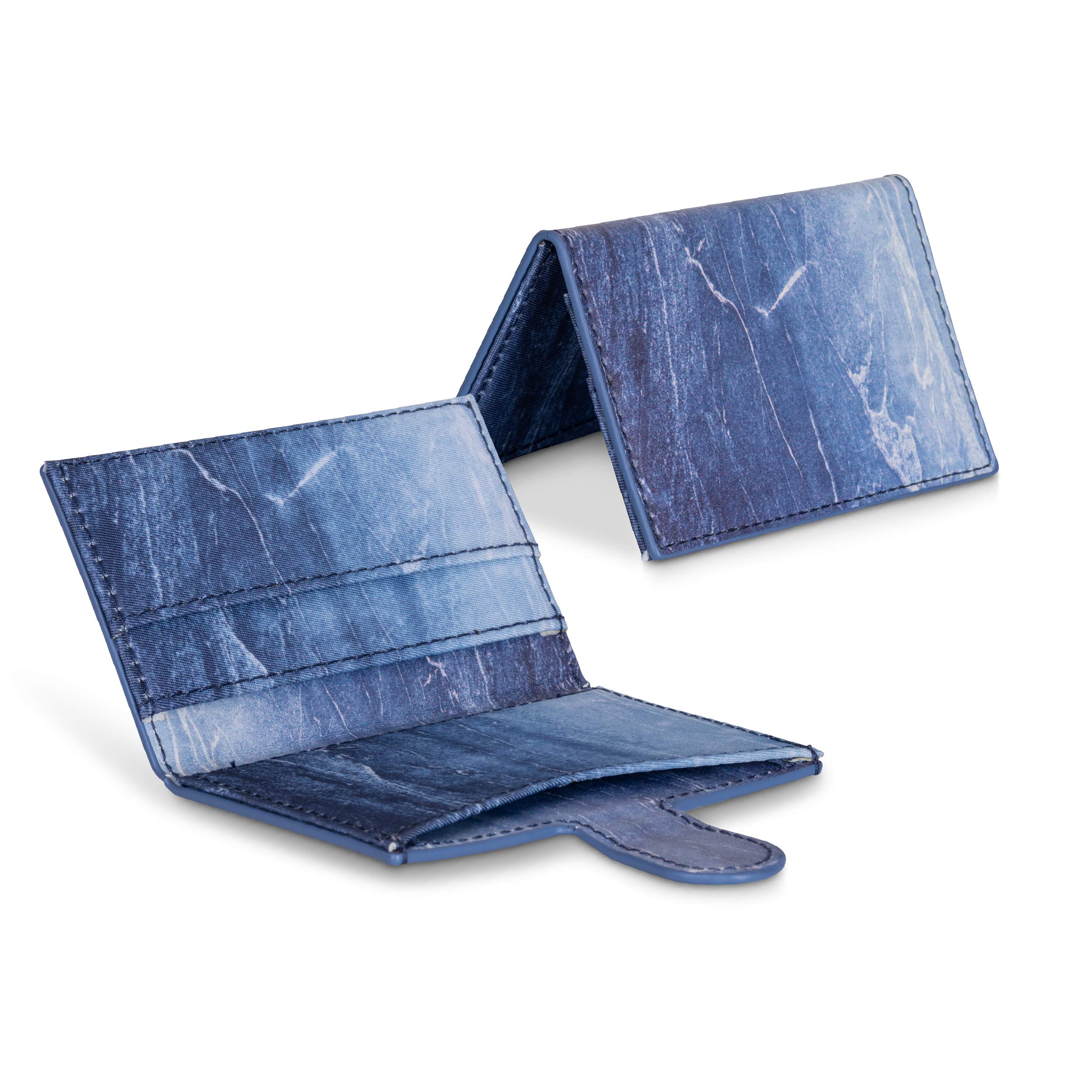 Stick On Cell Phone Wallet & Card Holder for iPhone - Compatible with Most Phone Cases (Dark Blue) | Slim RFID Blocking Wallet for Credit Cards, ID & Cash | Perfect for Travel, Shopping & Everyday Use
