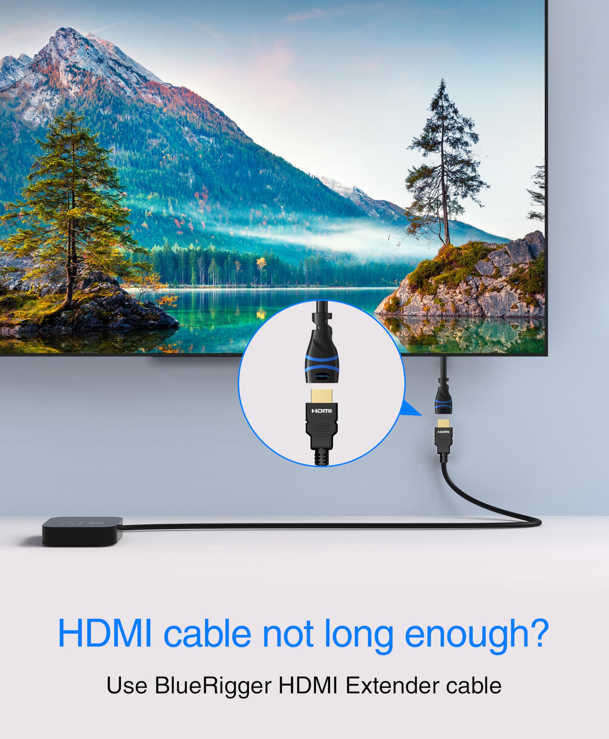 BlueRigger HDMI Extension Cable Male to Female 4K Compatible - 1.5FT for TV Stick, Chromecast, Nintendo Switch, Xbox, PS4, Blu-ray Player, HDTV, Laptop | Perfect for Home Theater, Gaming & Office Setup