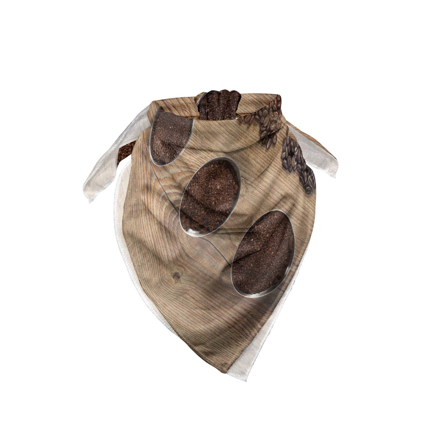 Ambesonne Coffee Bandana - Unisex Head & Neck Scarf with Ground Coffee Heart Beans Design - Perfect for Coffee Lovers, Baristas & Cafe Workers