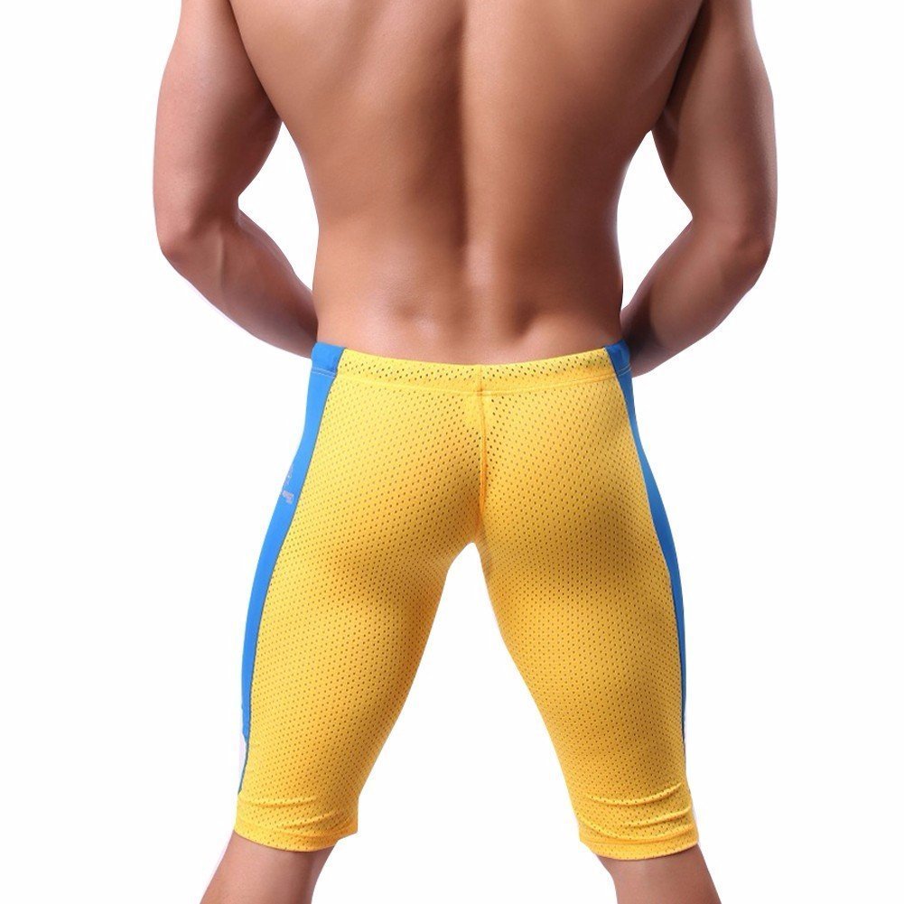 FEESHOW Men's Workout Gym Sports Fitness Running Tights Shorts - Breathable Quick-Dry Compression Pants for Training, Jogging & Active Lifestyle