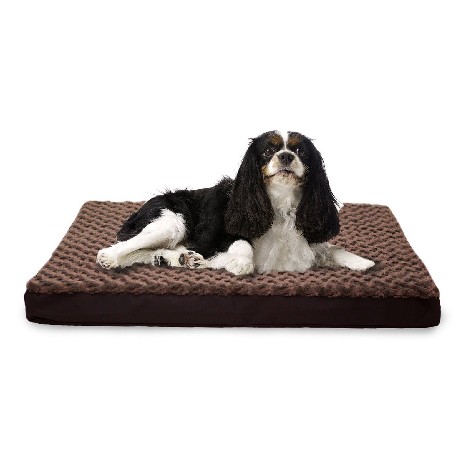 Furhaven Orthopedic Memory Foam Dog Bed for Large & Medium Dogs - Removable Washable Cover, Supports Up to 55 lbs - Ultra Plush Faux Fur & Suede Mattress - Chocolate Brown (Large) - Perfect for Living Room, Bedroom or Crate Comfort