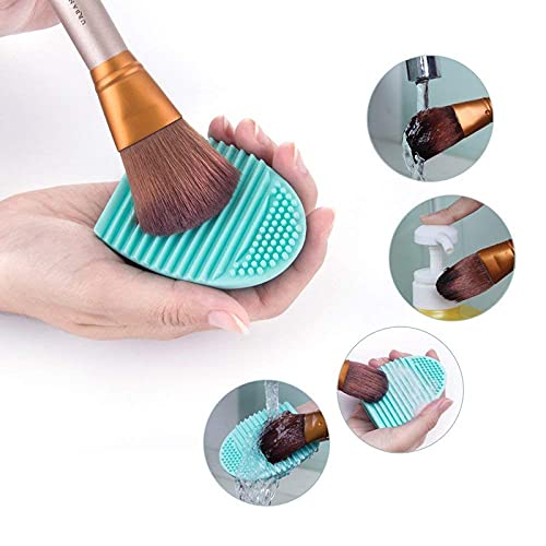 Fameza 2 Pack Silicone Makeup Brush Cleaner - Egg Shaped Cosmetic Cleaning Tool for Foundation & Powder Brushes (Green) | Perfect for Daily Makeup Brush Care & Travel Beauty Essentials