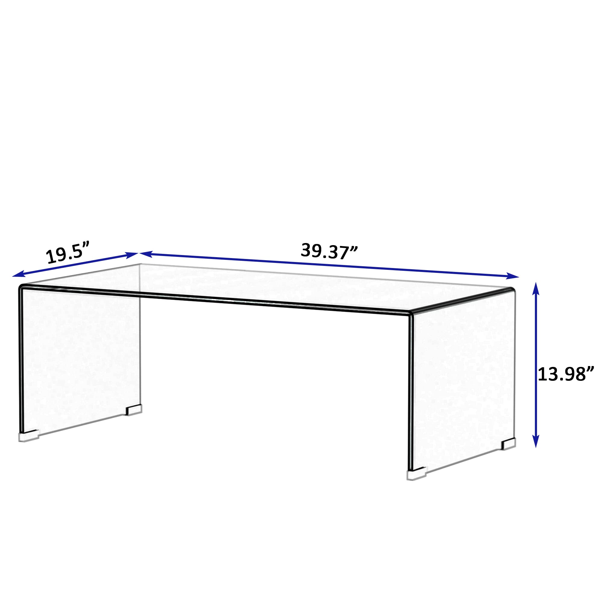 Modern Clear Glass Coffee Table - 12mm Thick Tempered Glass Center Table for Living Room | Stylish & Durable Home Furniture for Small Spaces, Apartments & Office Waiting Areas