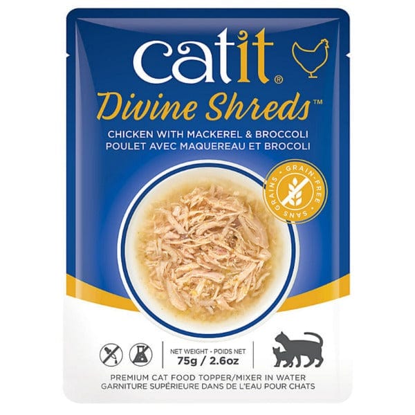 Catit Divine Shreds Chicken Multipack Cat Food Topper - Grain-Free Wet Cat Food Topper with Real Chicken for Picky Eaters - Perfect for Mixing with Dry Food or as a Tasty Treat