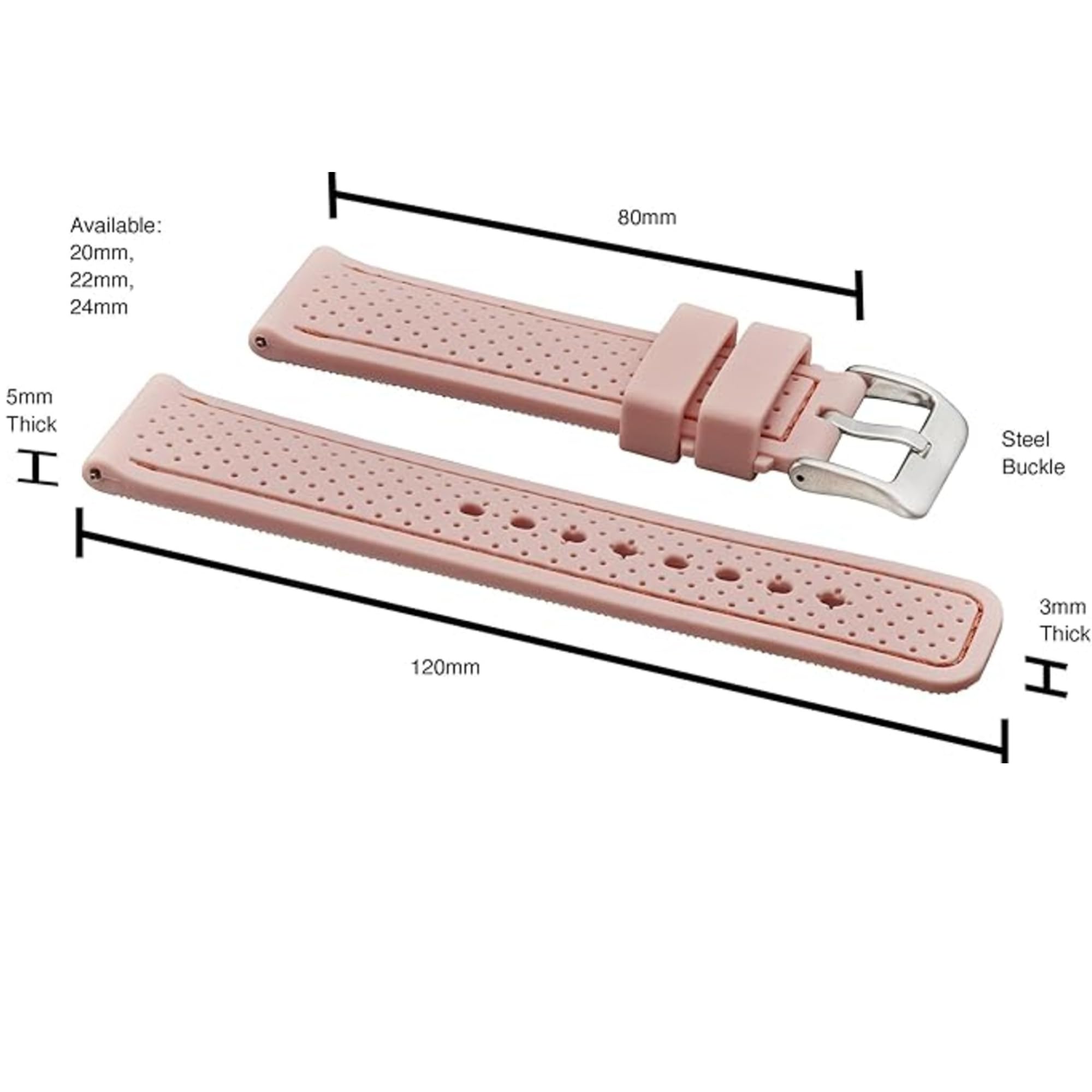 Premium Soft Silicone Adjustable Watch Band for Women & Men - Waterproof Quick Release Rubber Strap Compatible with Smartwatches & Regular Watches - Perfect for Sports, Swimming & Everyday Wear
