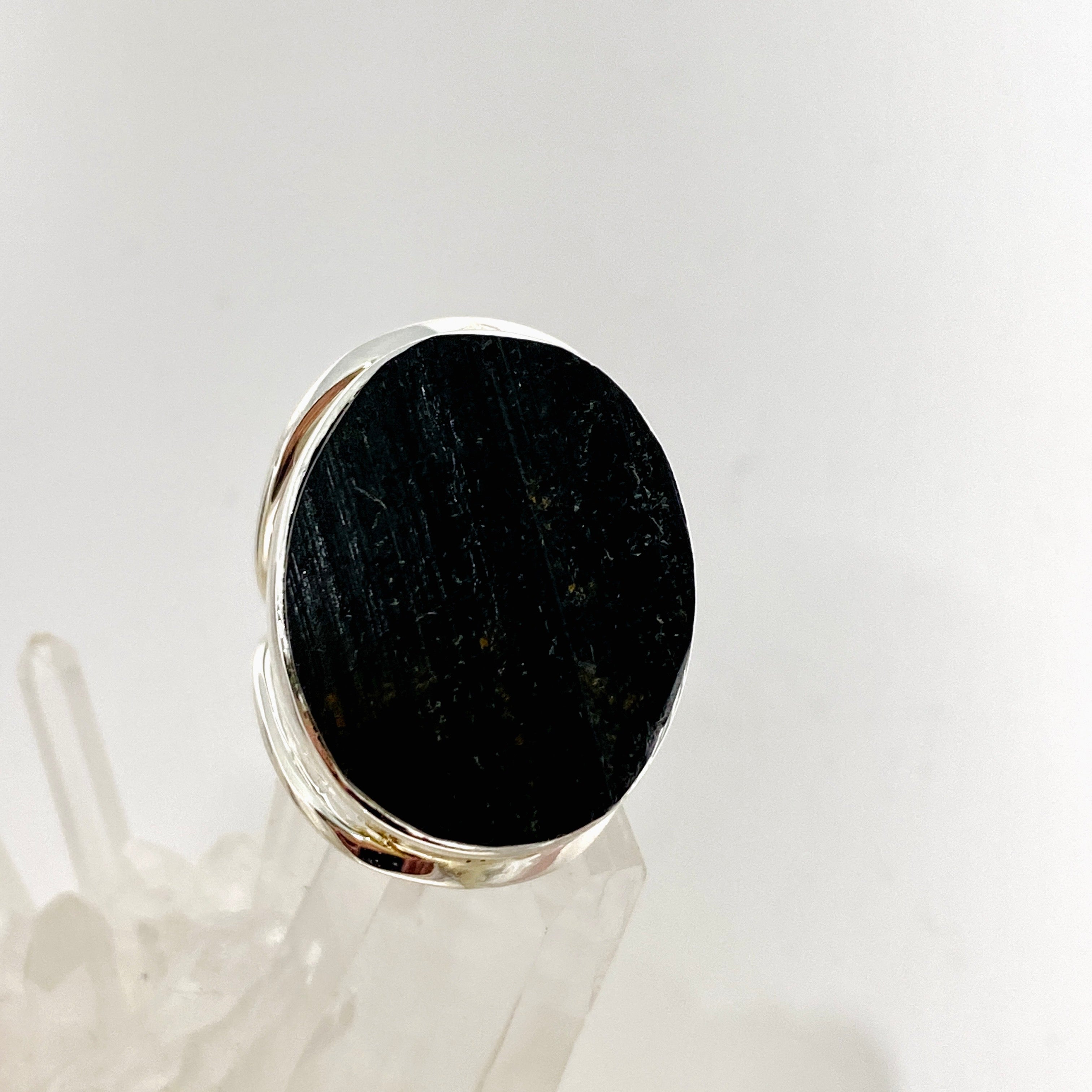 Black Tourmaline Oval Raw Split Band Ring Size 8 KRGJ3274 - Natural Stone Jewelry for Women, Handmade Boho Wedding Engagement Ring - Perfect for Spiritual Healing, Energy Protection & Everyday Wear