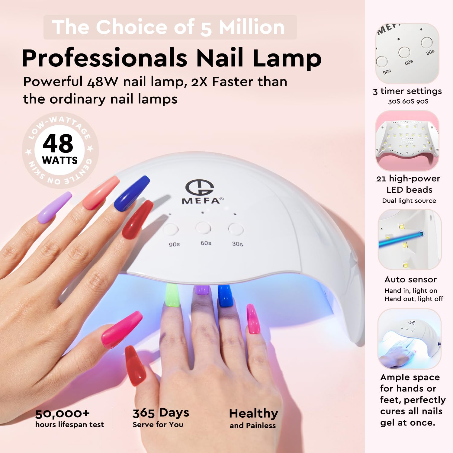 **MEFA 54-Piece Gel Nail Polish Kit with UV Light – 32 Colors Classic & Soak-Off Gel Polish Set, Base & Matte/Glossy Top Coat – DIY Nail Art Manicure Tools for Easter, Parties & Gifts**