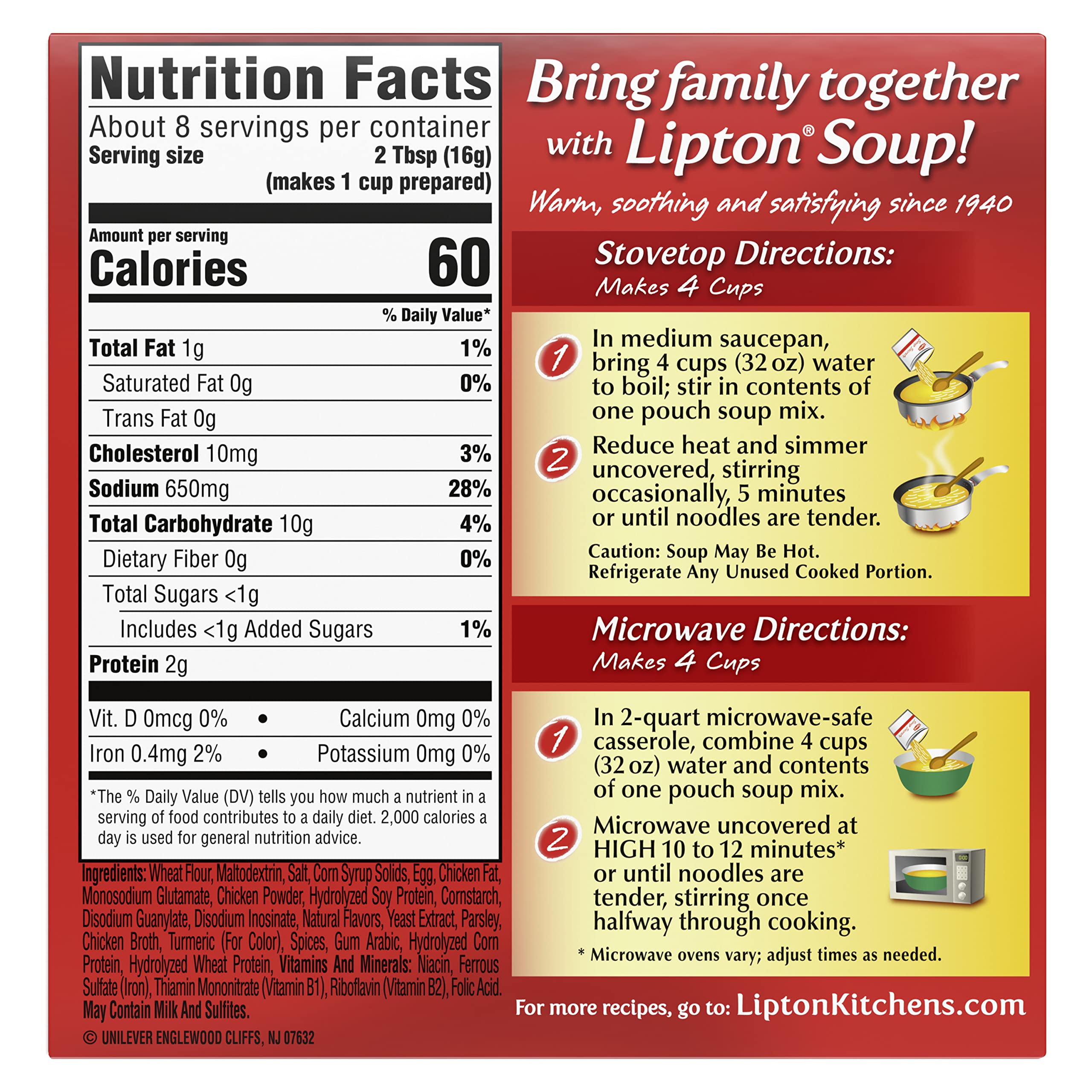 Lipton Instant Soup Mix - Real Chicken Broth Flavor, 4.5 oz (Pack of 12) | Quick & Easy Noodle Soup for Cozy Nights, Office Lunches & Camping Meals