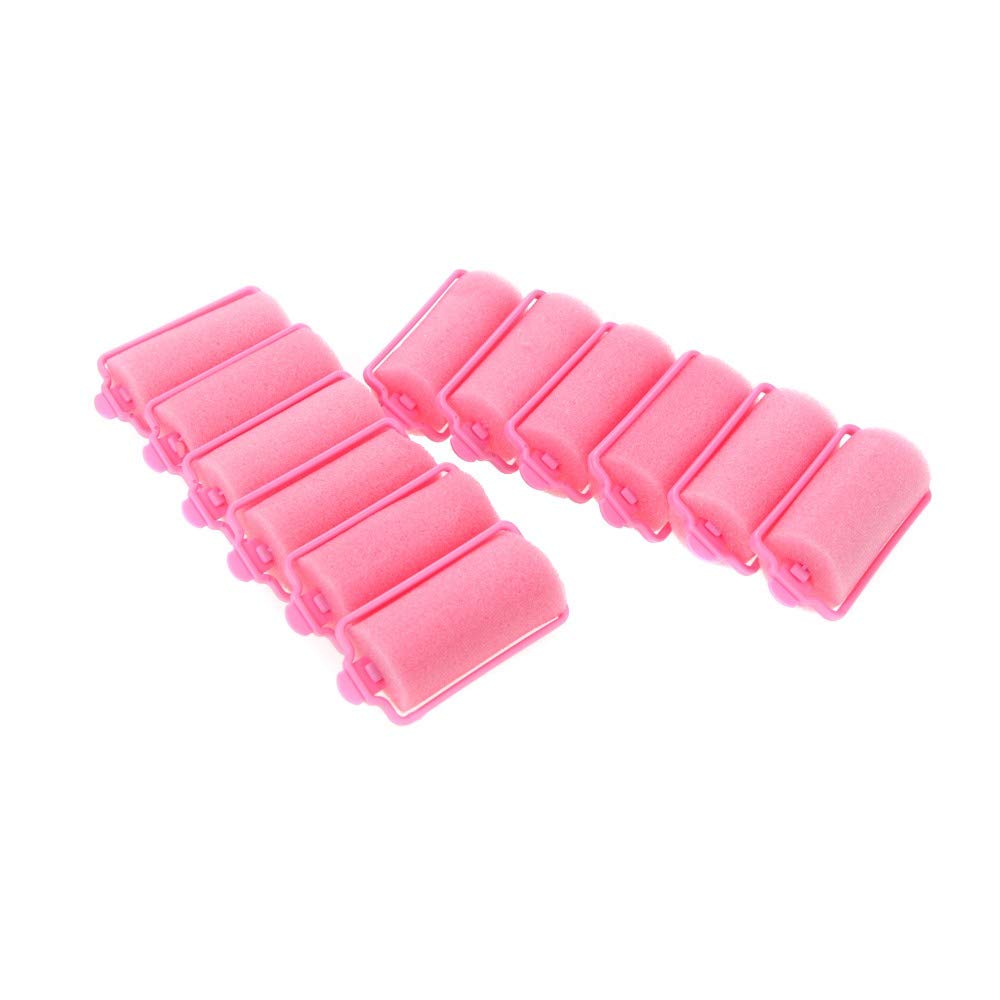 12pcs Magic Sponge Foam Hair Rollers - Pink Styling Curlers for Salon & Home Use, Soft Twist Tools for Voluminous Curls (Great for Parties, Weddings & Daily Styling)