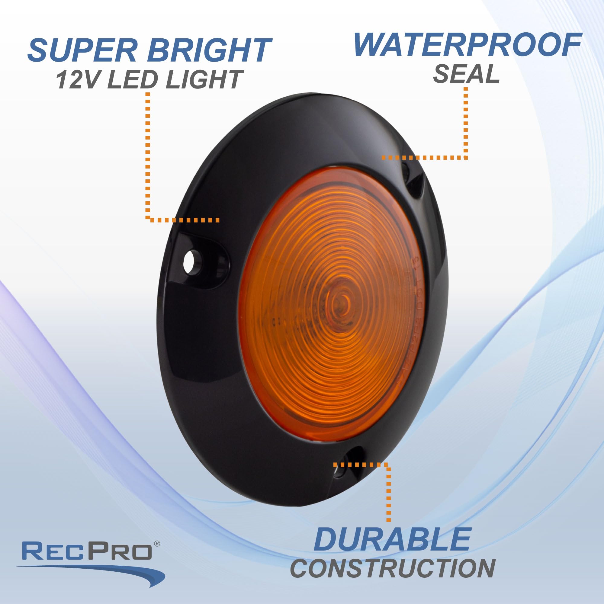 Amber 2 Inch Round Surface Mount LED Clearance Lights with Black Bezel - 6 Pack Kit for Trucks, Trailers & RVs | Durable Marker Lights for Night Driving Safety