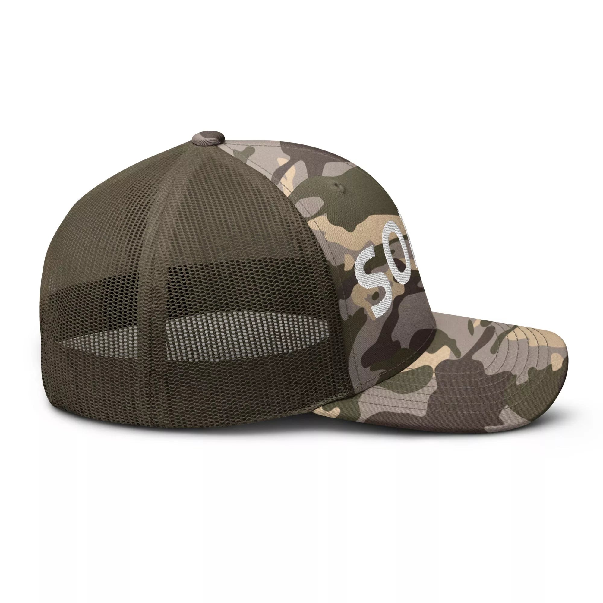 Sober Camouflage Trucker Hat for Men & Women - Adjustable Snapback Cap for Outdoor, Hiking, and Casual Wear
