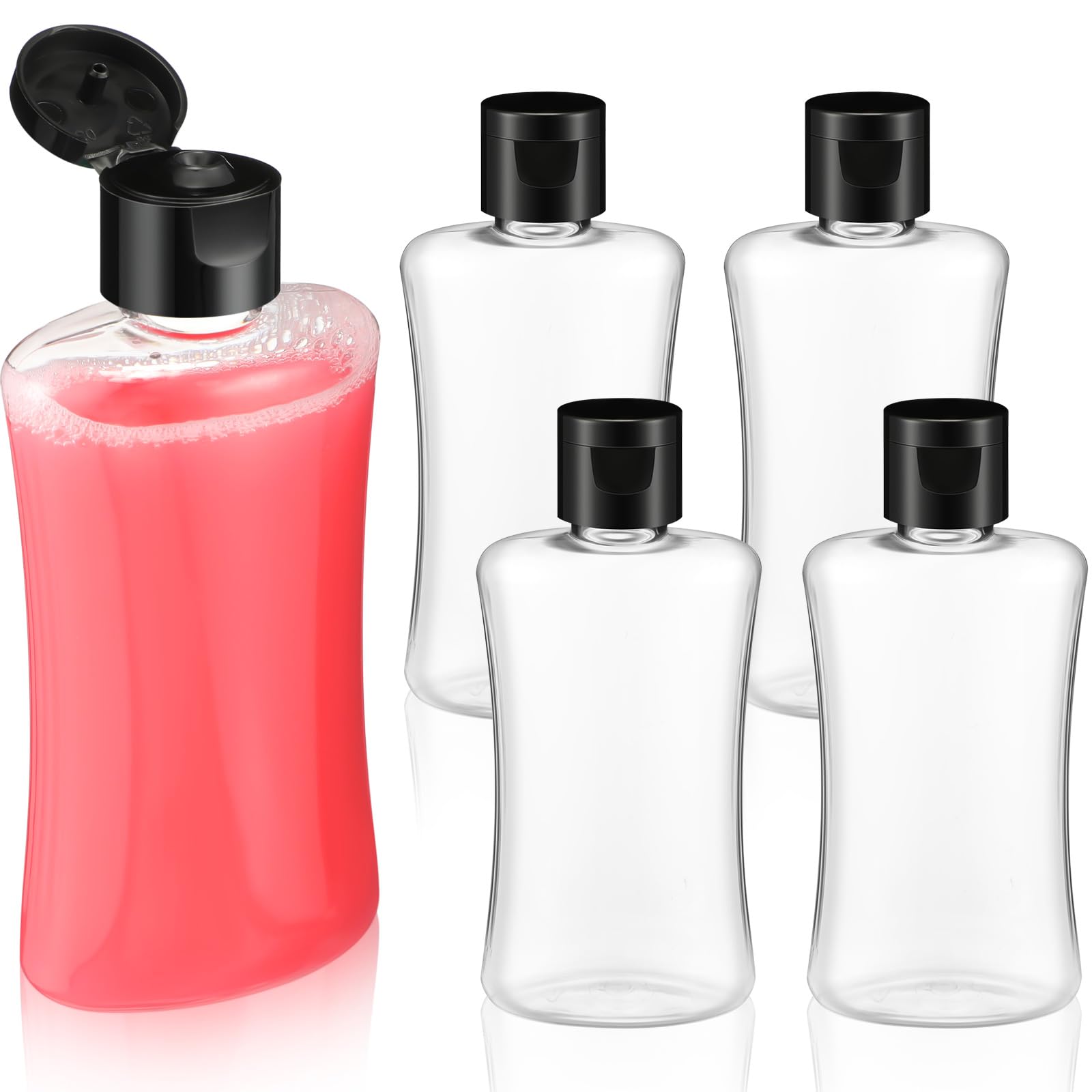 Domensi 4-Pack 3.4 oz Travel Bottles with Flip Top Cap - Clear Plastic Leak Proof Squeeze Containers for Shampoo, Lotion & Cosmetics | TSA Approved Refillable Toiletry Bottles for Air Travel, Gym & Vacation