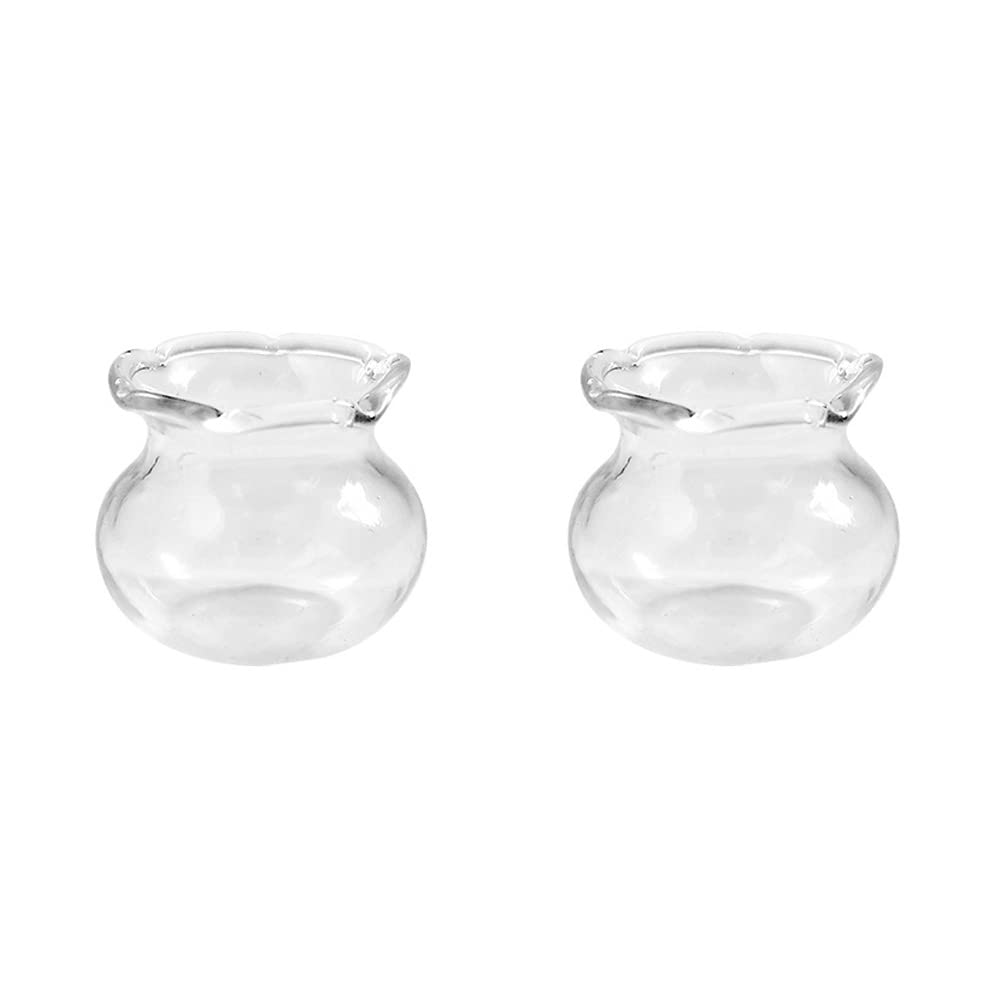 LUOZZY 2 Pack Miniature Glass Fish Tank Bowls - Small Dollhouse Aquarium Decor, Tiny Room Accessories for Kids & Collectors | Perfect for Dollhouse Scenes, Miniature Displays & Creative Play