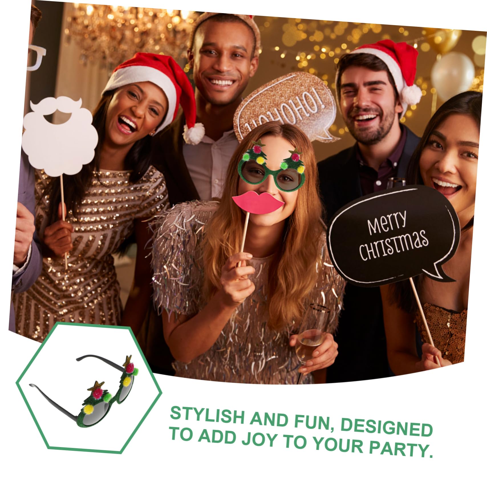 Amosfun Christmas Glasses - Novelty Holiday Eyewear for Parties, Festive Accessories & Tree Decorations | Comfortable & Decorative Fancy Glasses for Christmas Celebrations, Office Parties & Family Gatherings