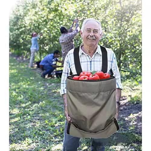 Harvest Apple Picking Bag - Durable 600D Oxford Cloth Adjustable Fruit Harvesting Apron with Double Buckles for Outdoor Orchard, Farm, and Garden Use - Perfect for Apple, Berry, and Vegetable Picking