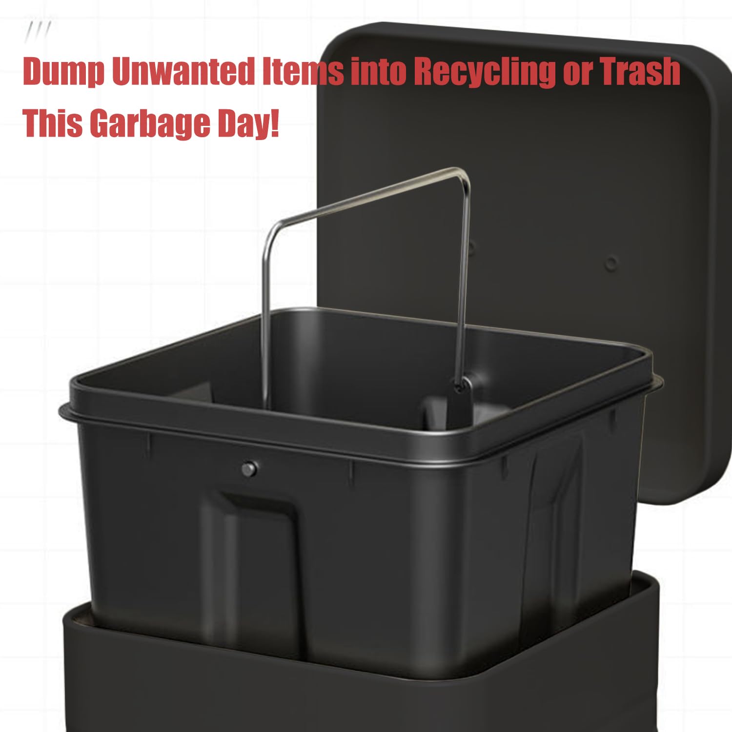 Yatmung 5L/1.3Gal Stainless Steel Metal Trash Can with Lid - Pedal Dog Waste Bin for Outdoor, Bathroom, Bedroom & Office - Black Small Garbage Can for Pet Poop Disposal & Plant Decor