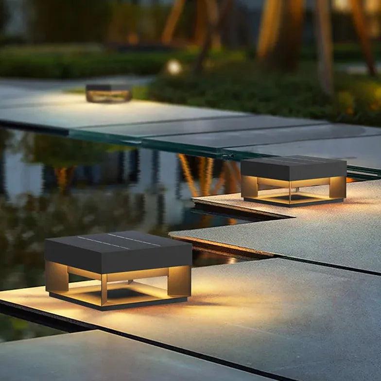 Waterproof Solar Square Outdoor Pillar Lights - Durable Garden Pathway Lighting for Patio, Yard & Driveway