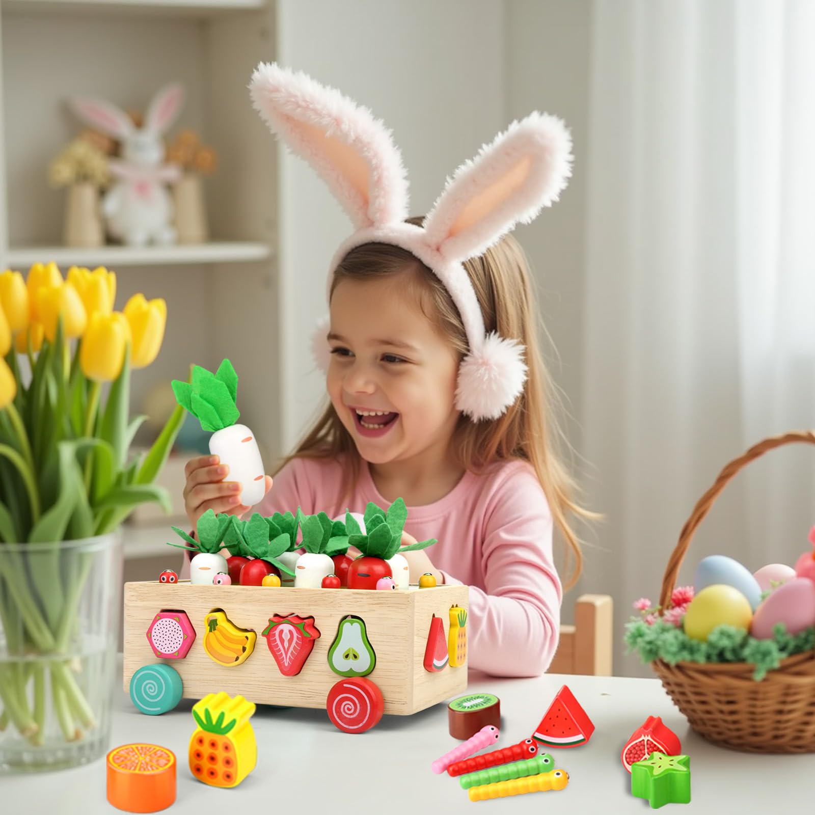 Montessori Wooden Toys for Toddlers 1-3 Years Old - Educational Learning Toys for 1 2 3 Year Old Boys & Girls - Easter Basket Stuffers & Birthday Gifts - Perfect for Early Childhood Development & Holiday Gifting