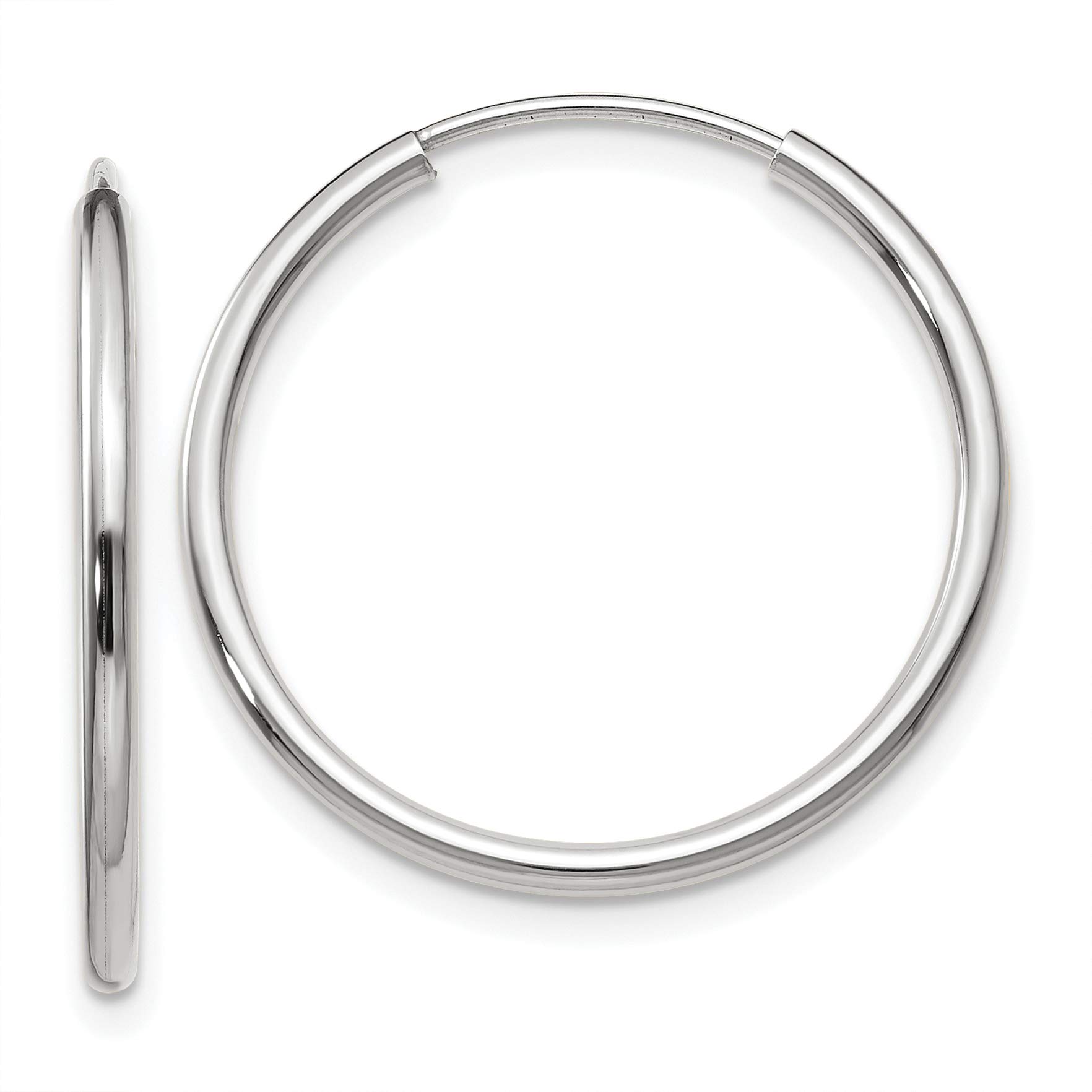1.5mm Endless Hoop Earrings in 14K White Gold - Polished Finish, Minimalist Dainty Jewelry for Everyday Wear, Gift for Her, Wedding, Anniversary & Special Occasions
